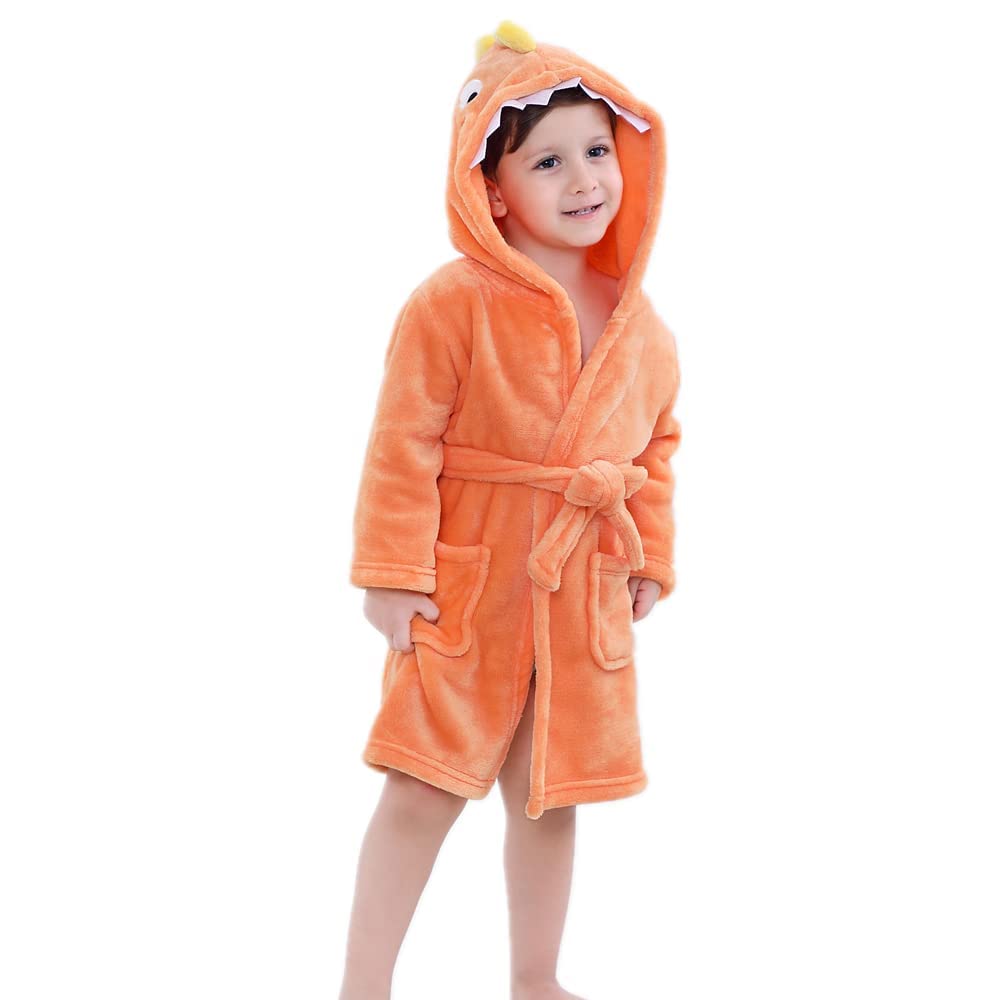 Boy's Girl's Unisex Hooded Bathrobe Plush Robe Sleepwear