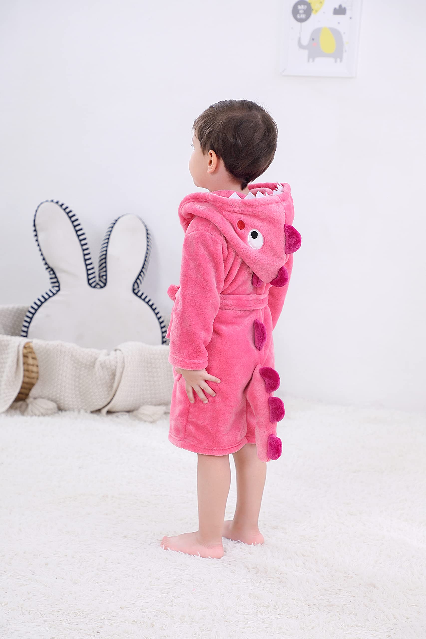 Boy's Girl's Unisex Hooded Bathrobe Plush Robe Sleepwear