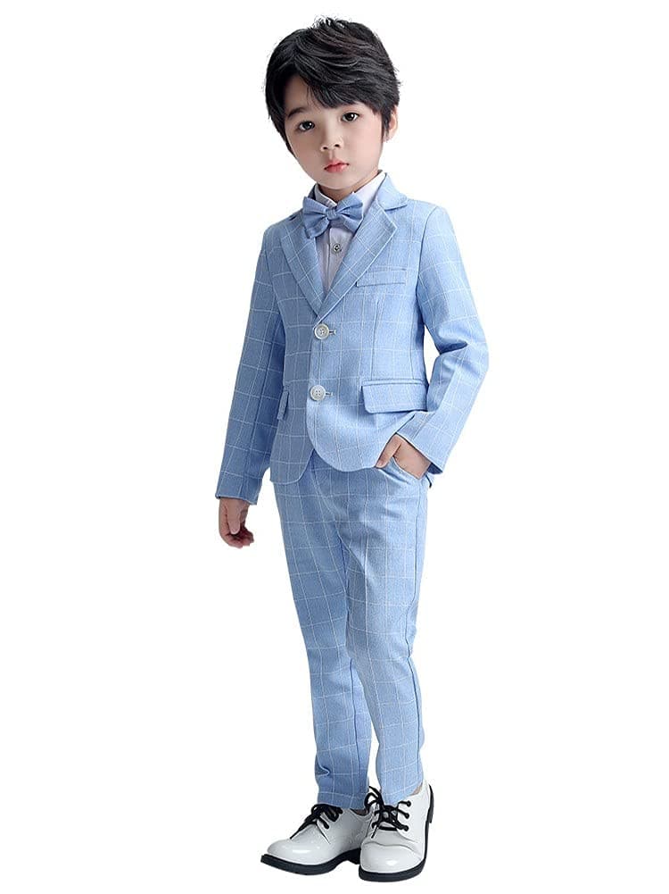 Boy's Business Formal Plaid Suit Jacket Pants set