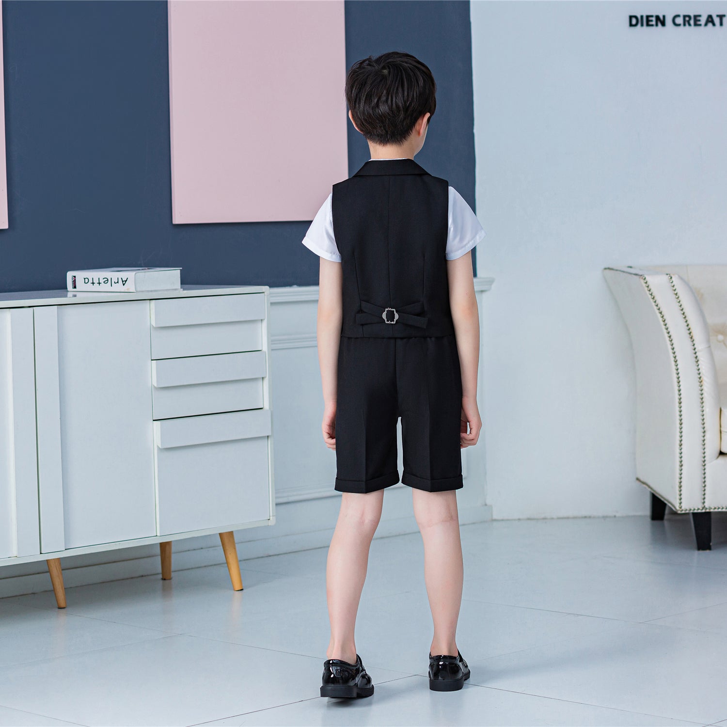 4Pcs Business Party Performance Plaid Formelle Anzüge für Jungen