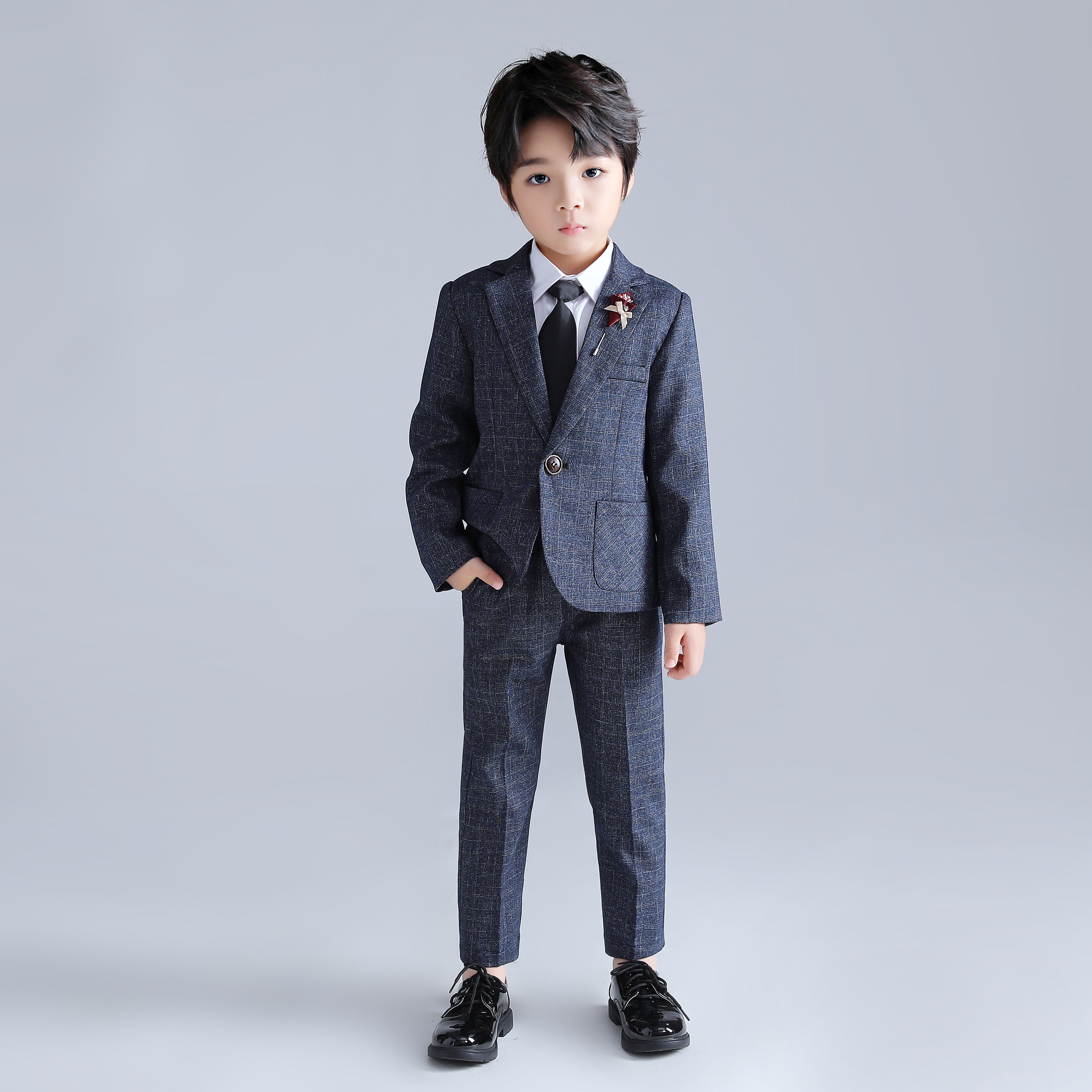 2Pcs Jungen Rot Blau Gentle Business Anzug Plaid Blazer Hosen