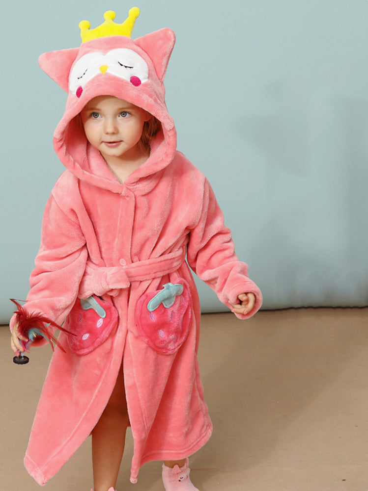 Unisex Boy's Girl's Hooded Bathrobe Onesies Animal