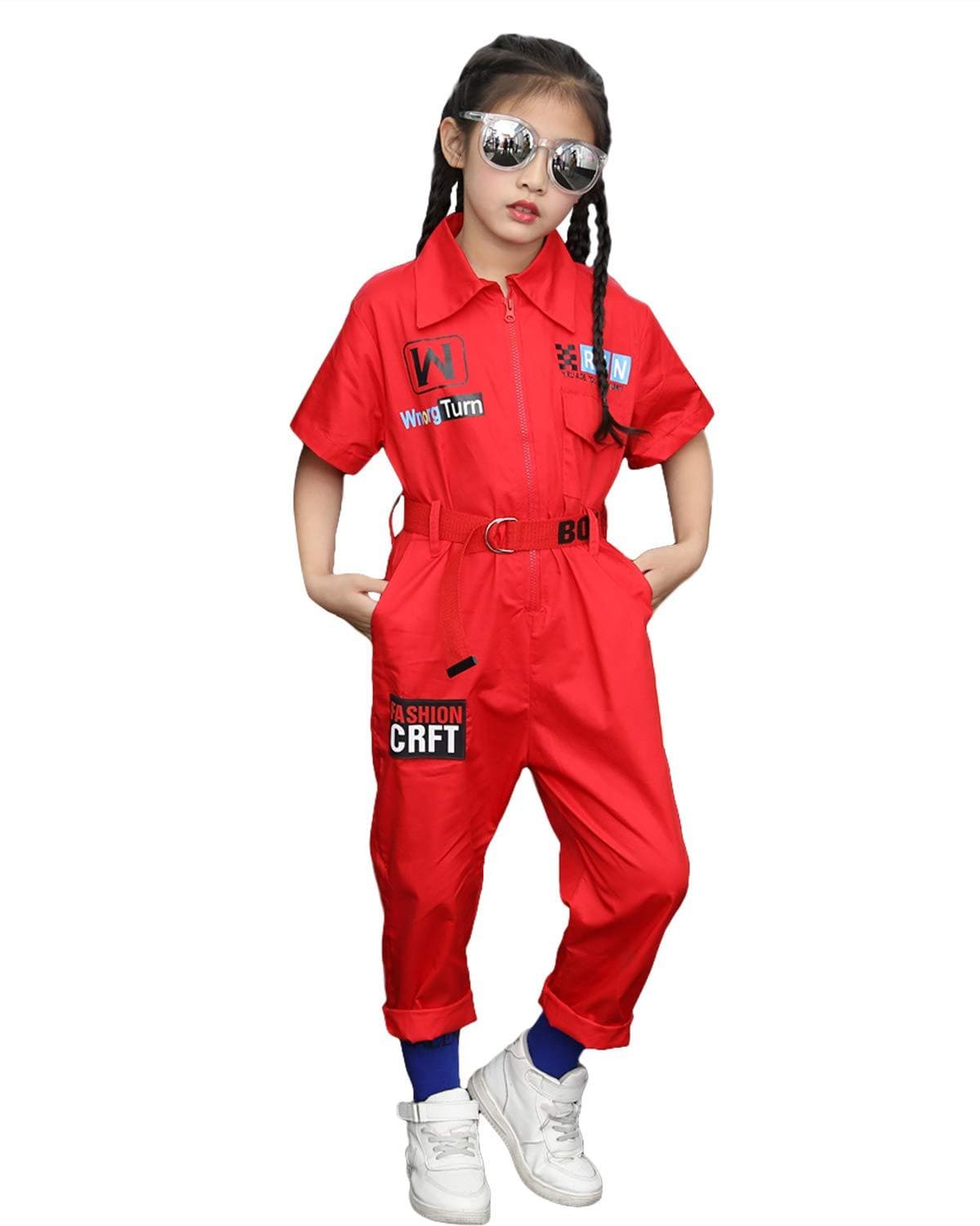Klassischer Unisex-Jungen-Mädchen-Overall mit Reißverschluss vorne Street Dance-Outfit