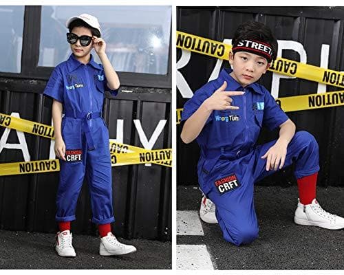 Unisex Classic Boy's Girl's Zip-Front Jumpsuit Coveralls Street Dance Outfit