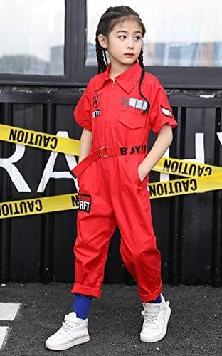 Klassischer Unisex-Jungen-Mädchen-Overall mit Reißverschluss vorne Street Dance-Outfit