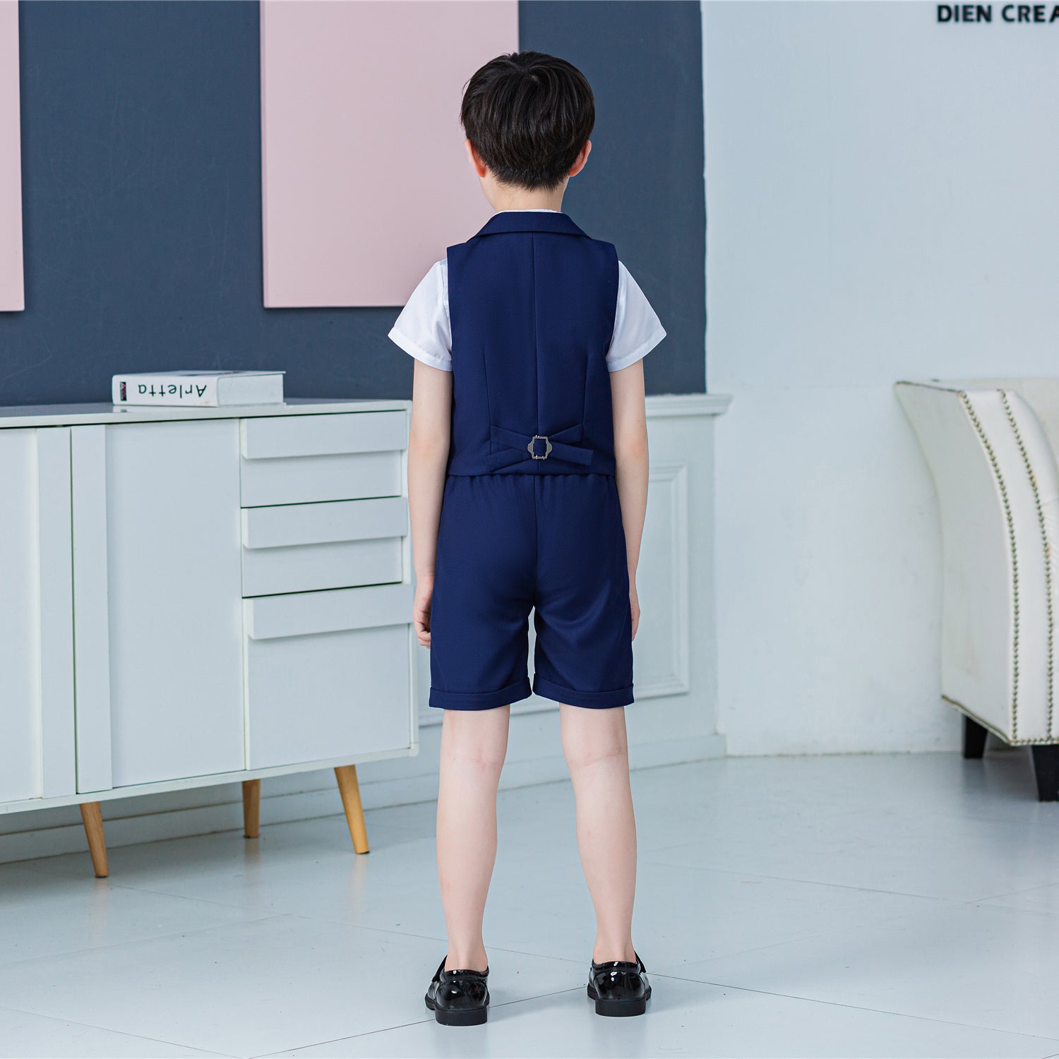 4Pcs Business Party Performance Plaid Formelle Anzüge für Jungen