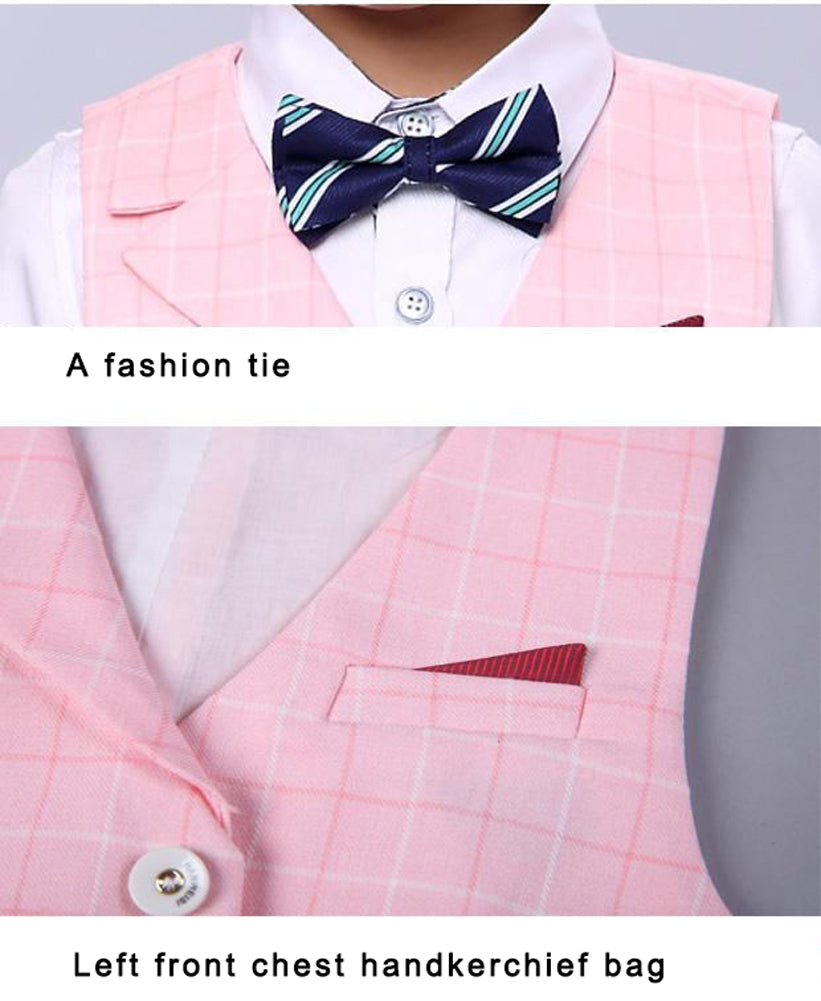 4Pcs Business Party Performance Plaid Formelle Anzüge für Jungen