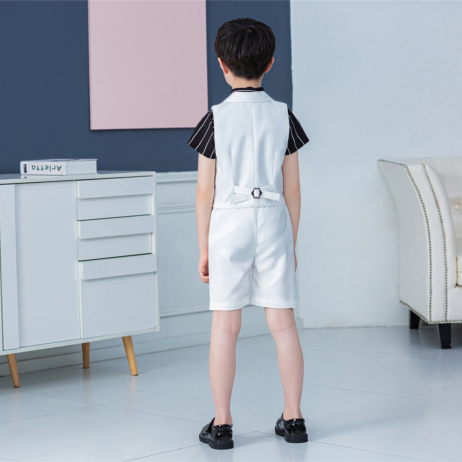 4Pcs Business Party Performance Plaid Formelle Anzüge für Jungen