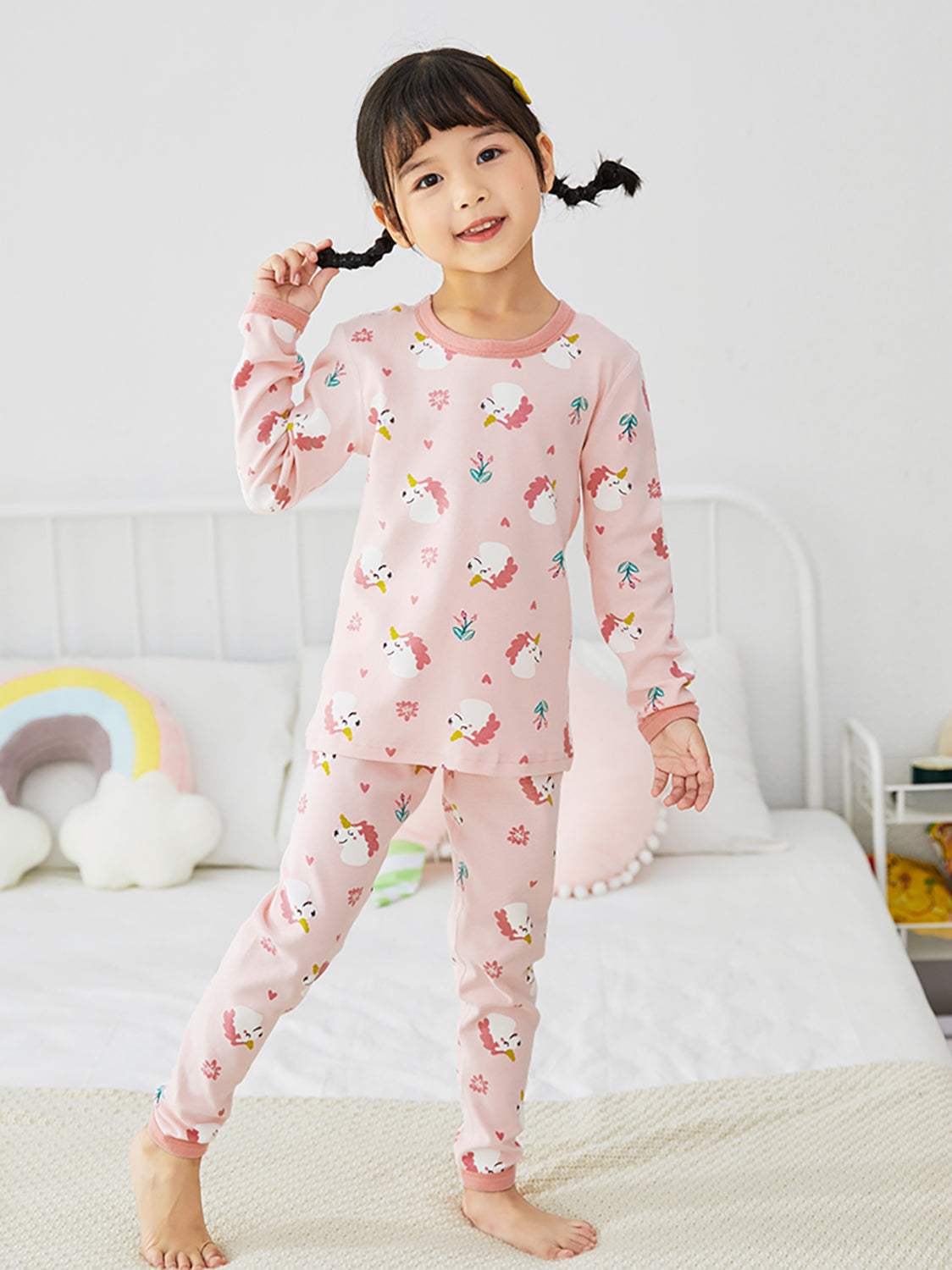 Girl's Long Sleeve Cotton Pajamas Sets