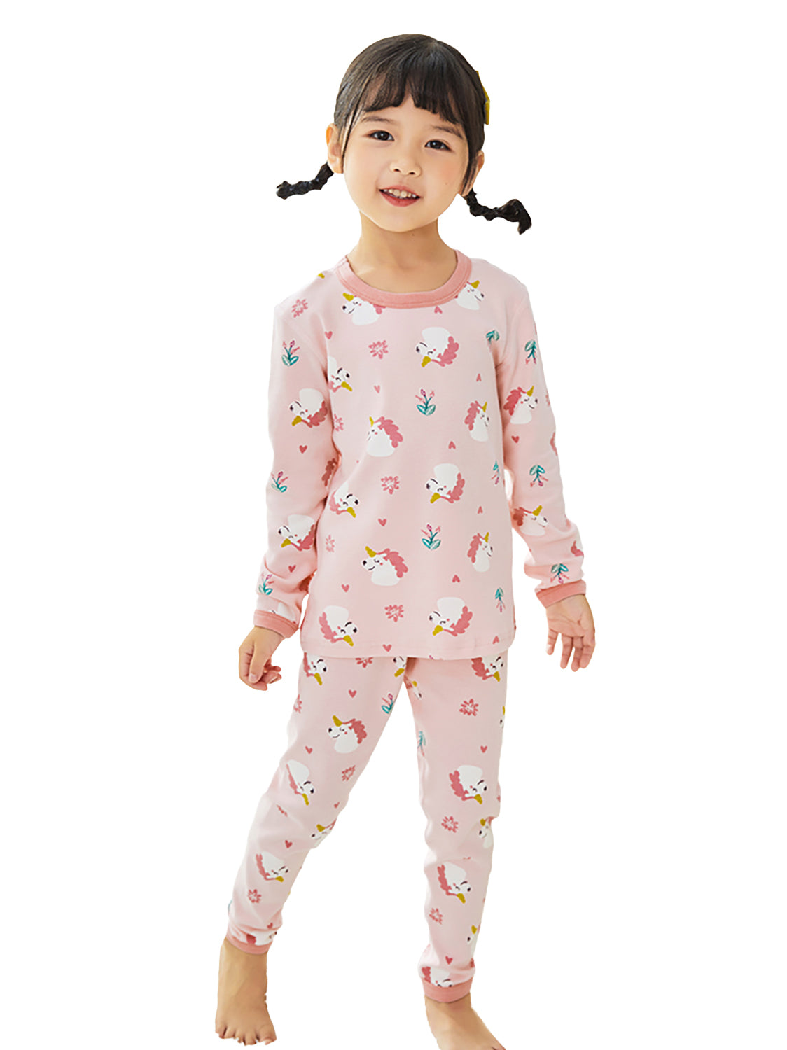 Girl's Long Sleeve Cotton Pajamas Sets