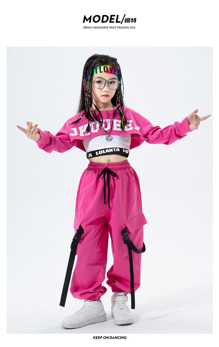 Girls' Jazz Dance Performance Outfit 3Pcs Hip-Hop Jazz Set