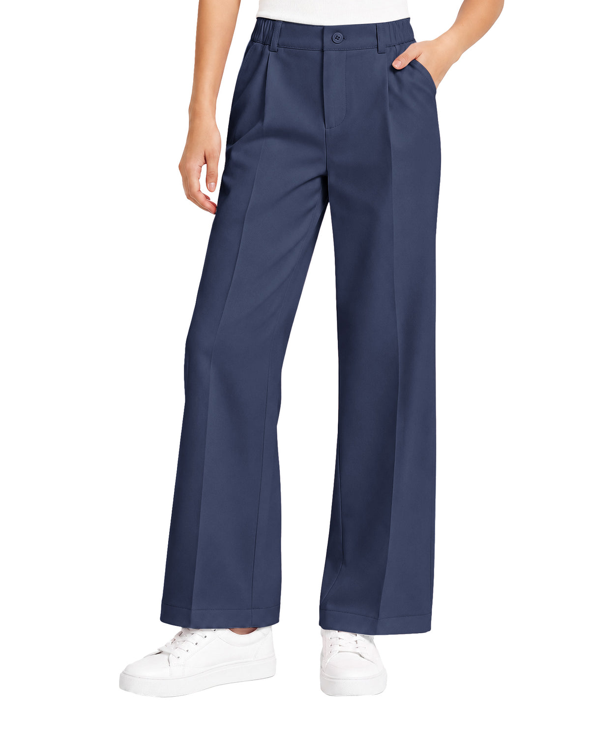 Girls Dress Pants Wide Leg Kids School Uniform Slacks