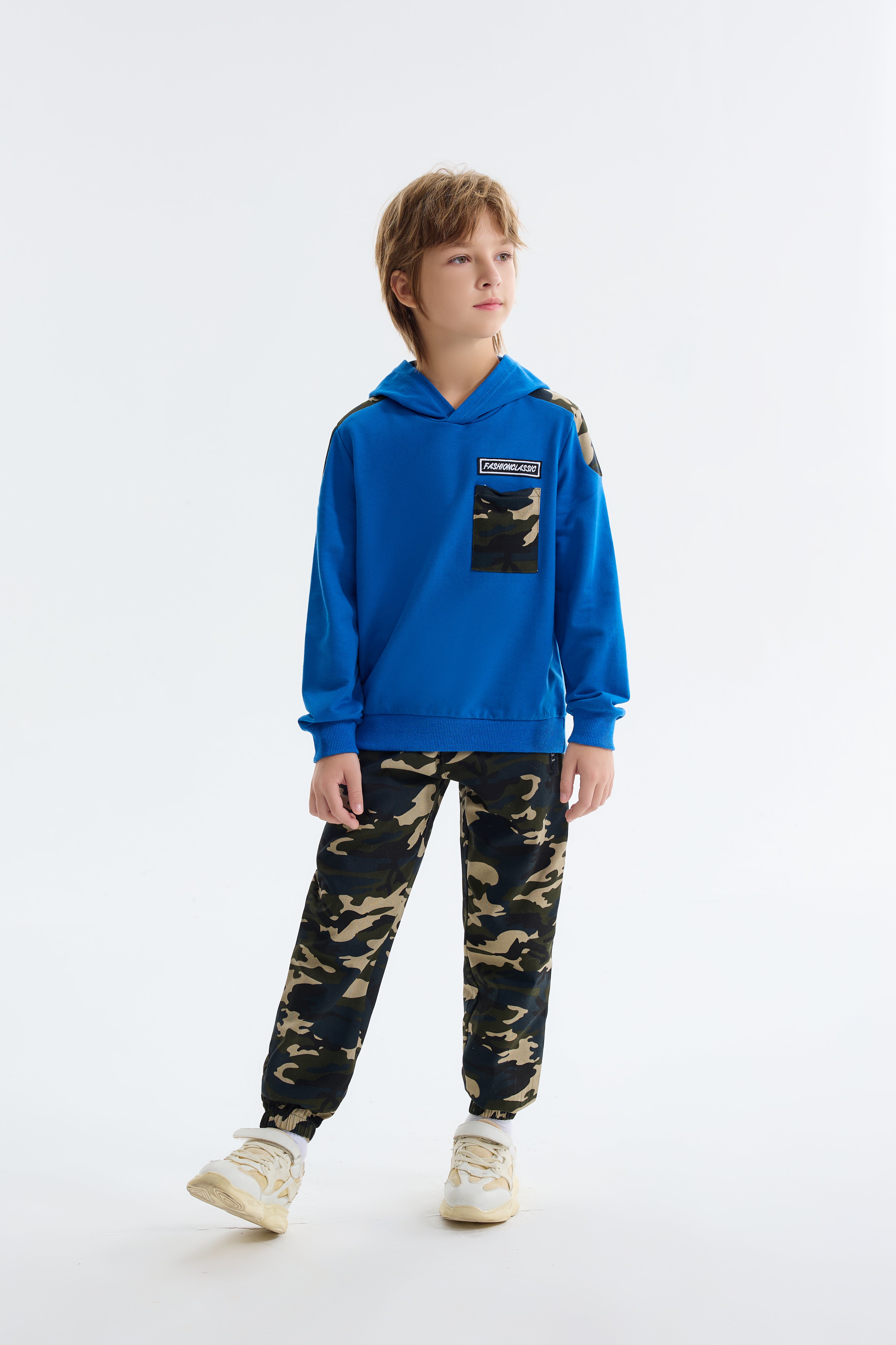 LOlanta Boys Sweatsuits Cotton Long Sleeve Shirts and Camouflage Pants