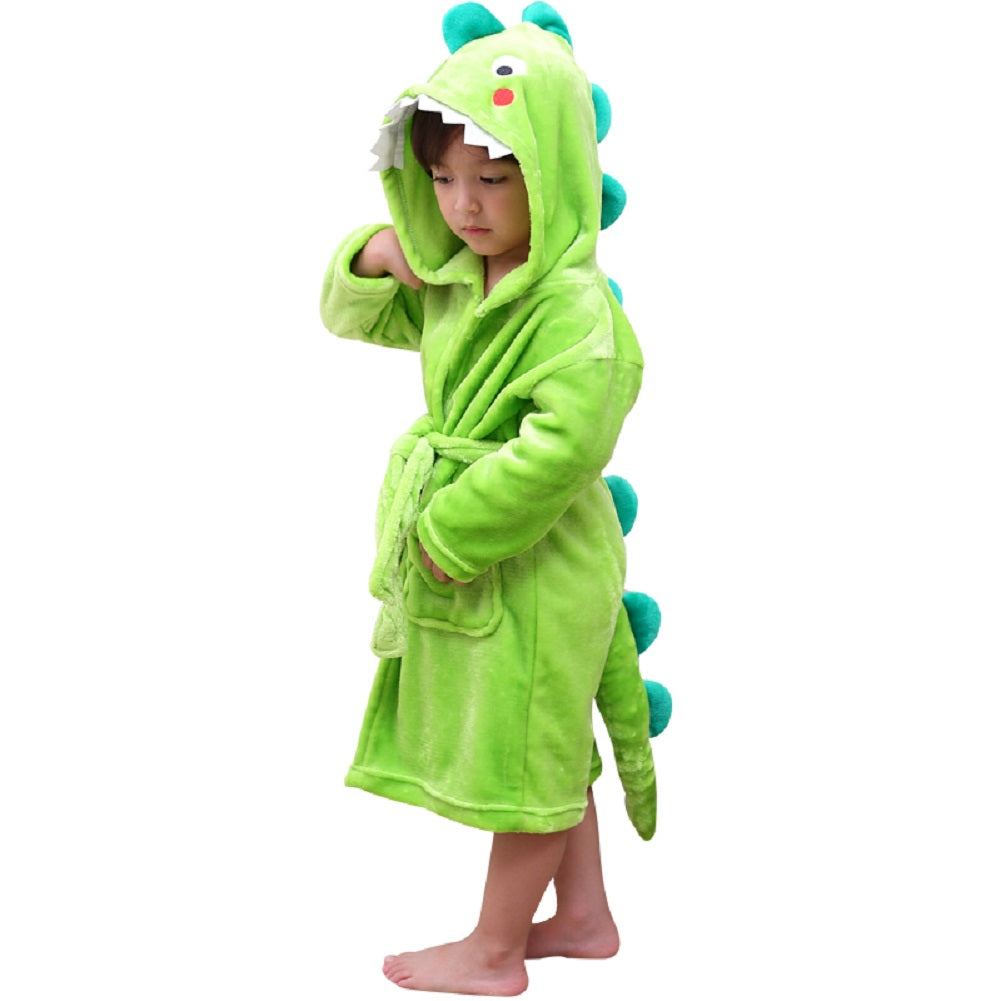 Boy's Girl's Unisex Hooded Bathrobe Plush Robe Sleepwear