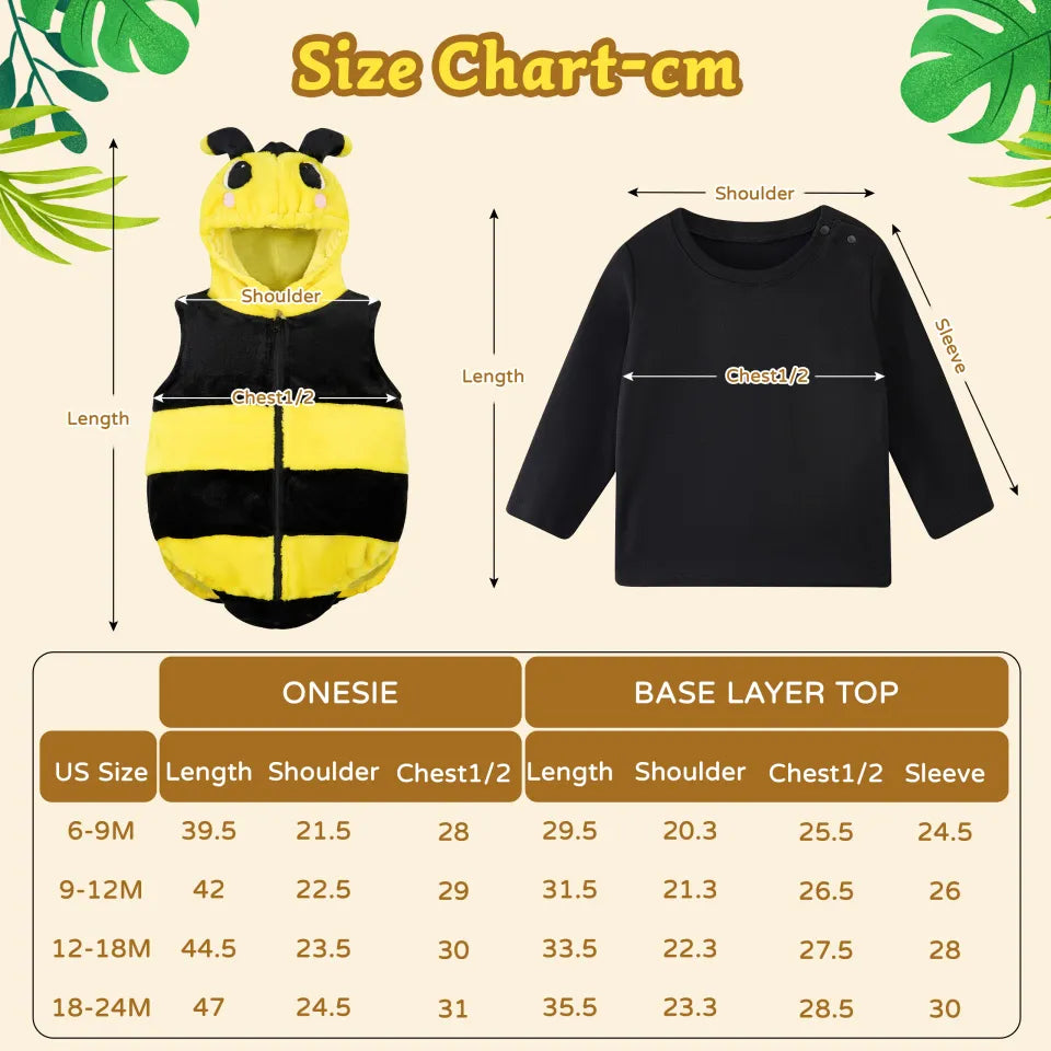 3Pcs Baby Toddler Bee Costume Halloween Onesie