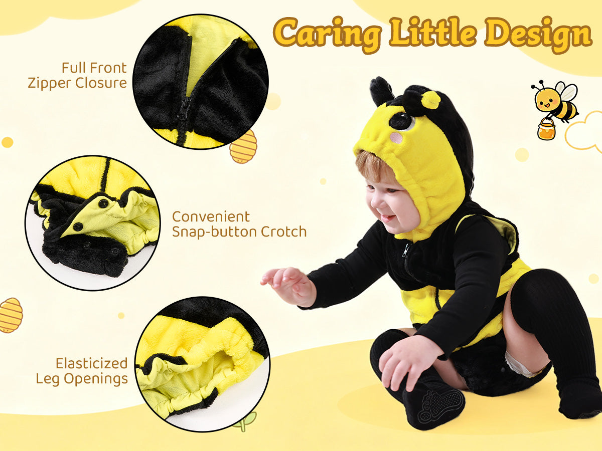 3Pcs Baby Toddler Bee Costume Halloween Onesie