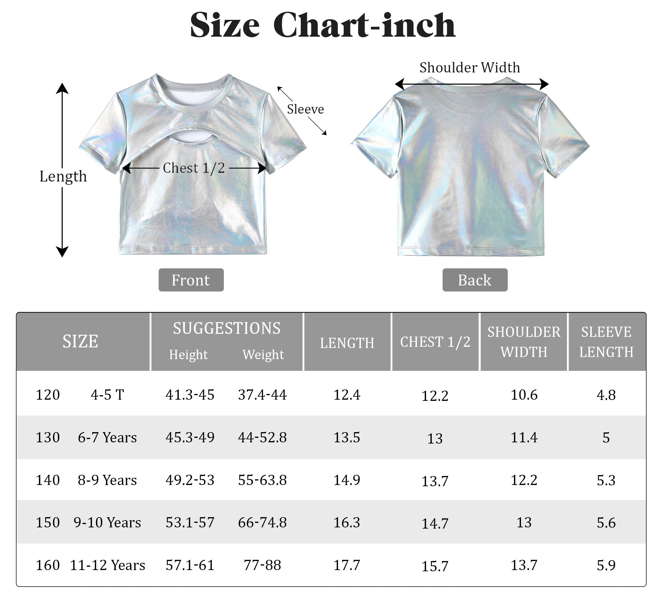 Girls Metallic Shirts with Arm Sleeves Slim Fit Stretchy Shiny Hip Hop Dance Top