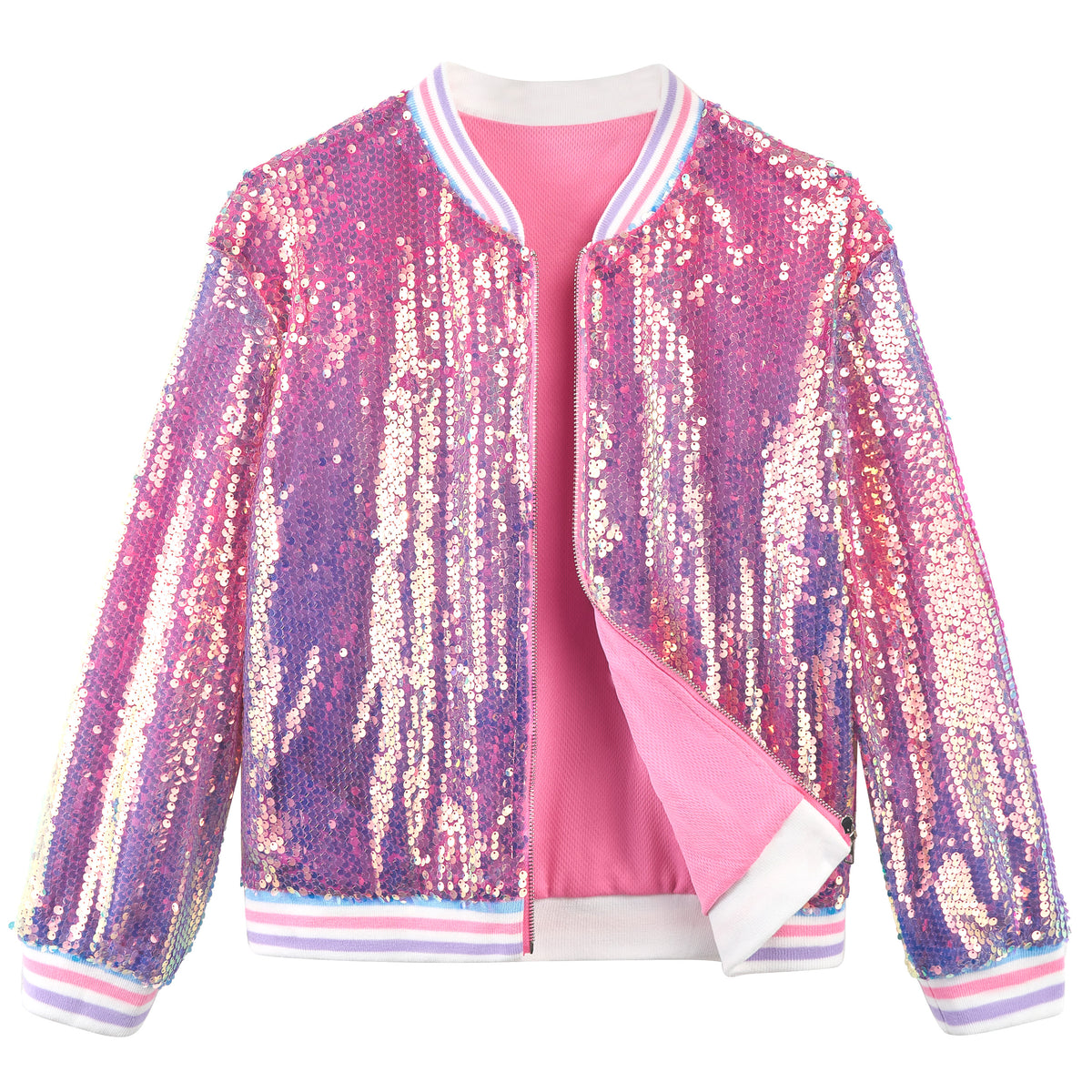 Girls Sequin Jacket Long Sleeve Kids Bomber Coats