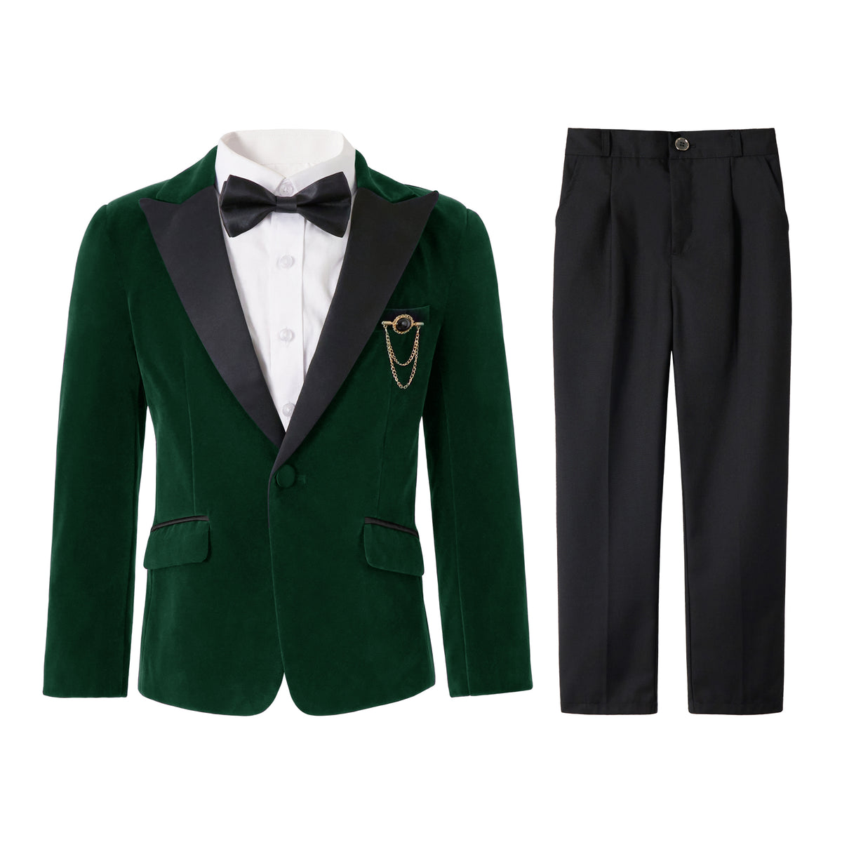 Boys Velvet Suit 4 Piece Slim Fit Tuxedo Formal Ring Bearer Outfit
