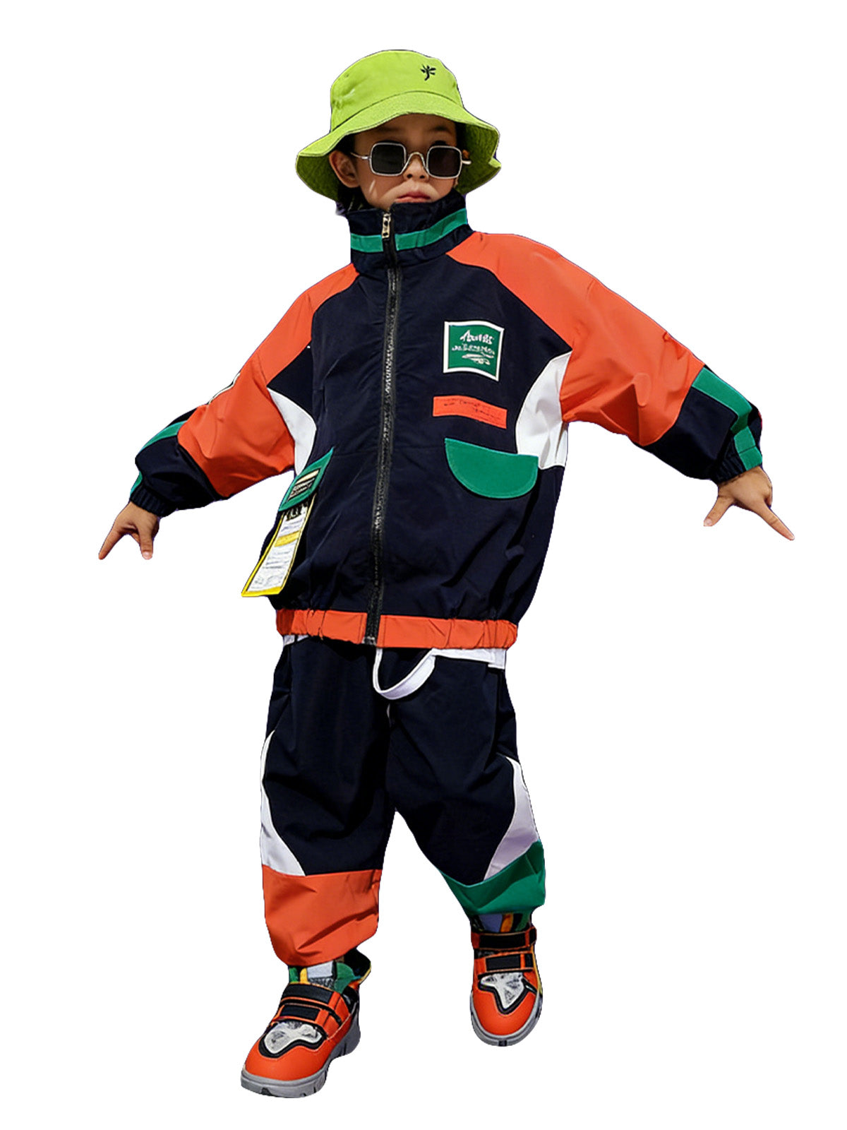 Unisex Kids 80s Tracksuit Hip Hop Dance Outfit