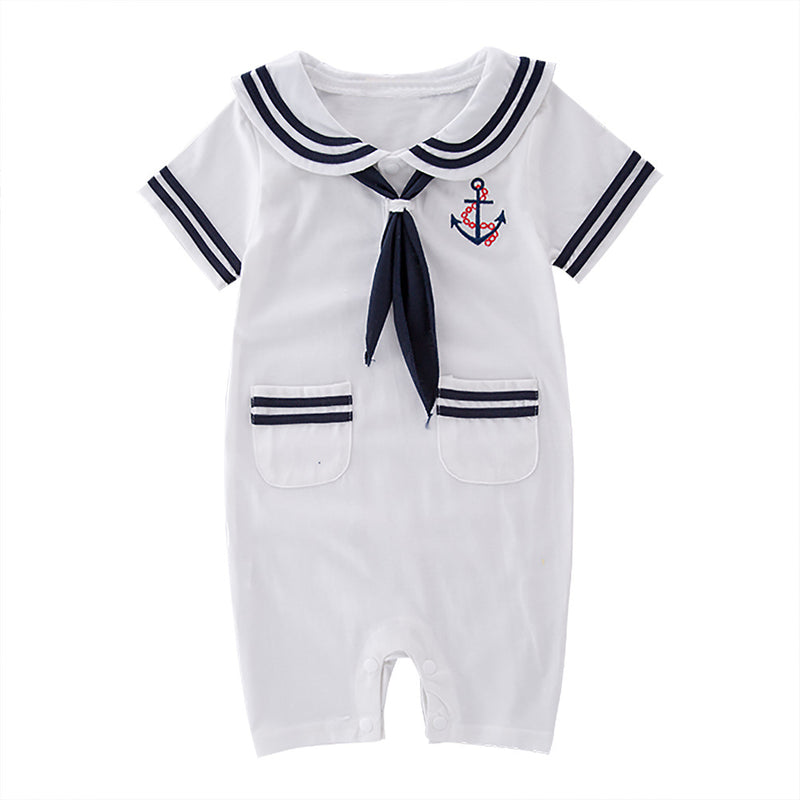 LOLANTA Infant Baby Boy Girl Summer Romper Short Sleeve Sailor Bodysuit Jumpsuit