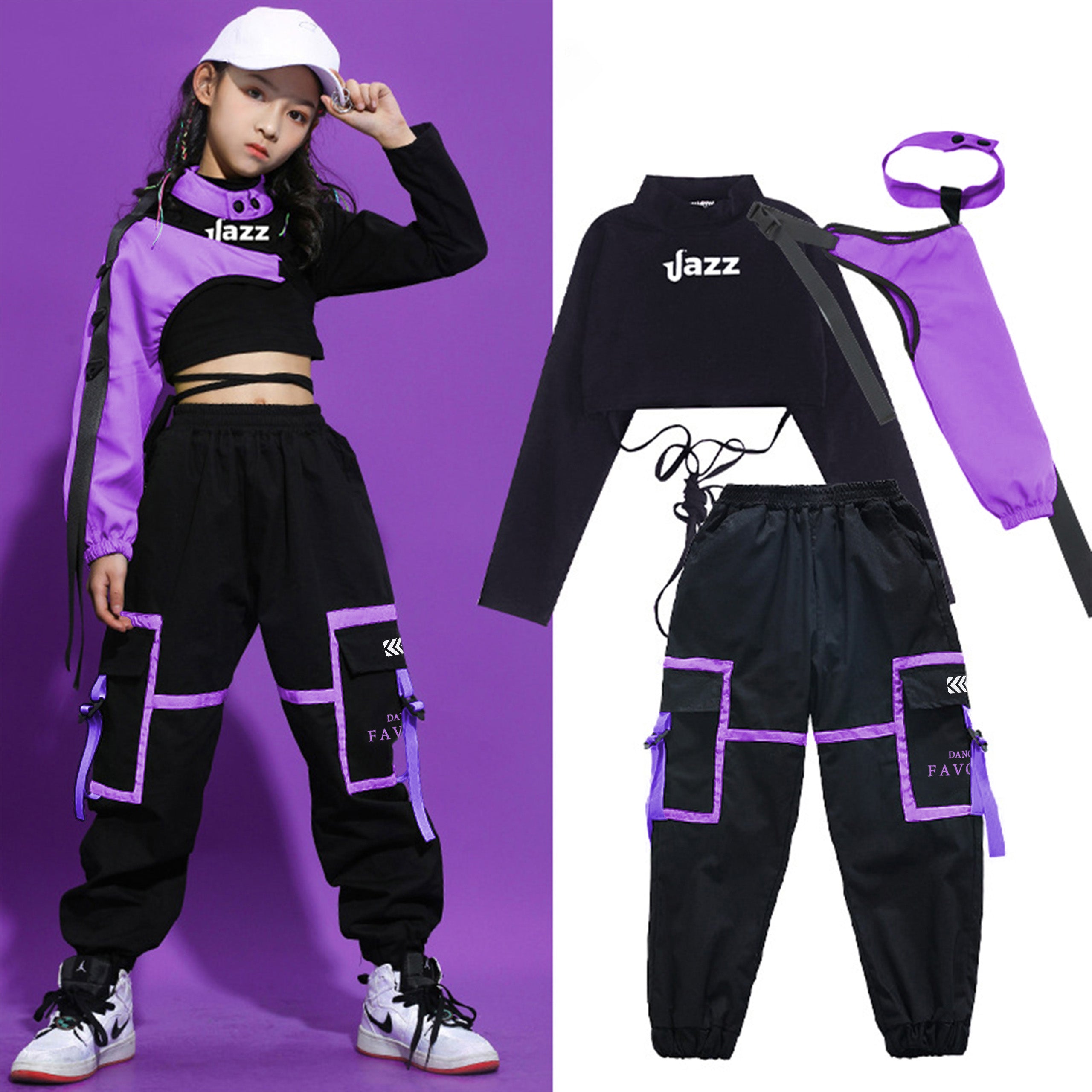 [VIP] Mädchen Team Stage Fashion Crop Top Hose Hip Pop Dance Sets