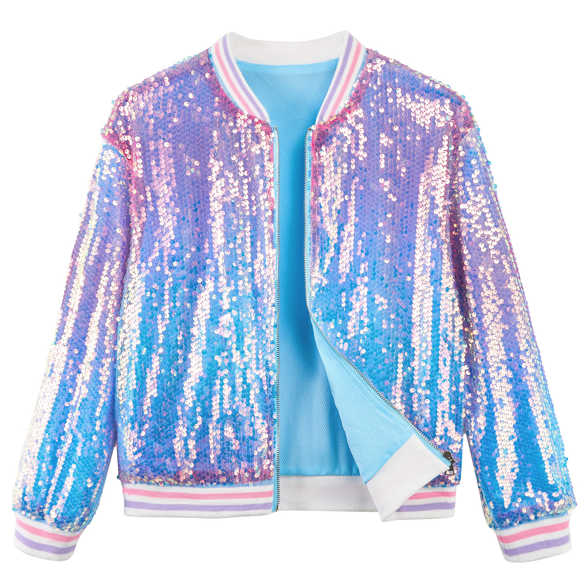 Girls Sequin Jacket Long Sleeve Kids Bomber Coats