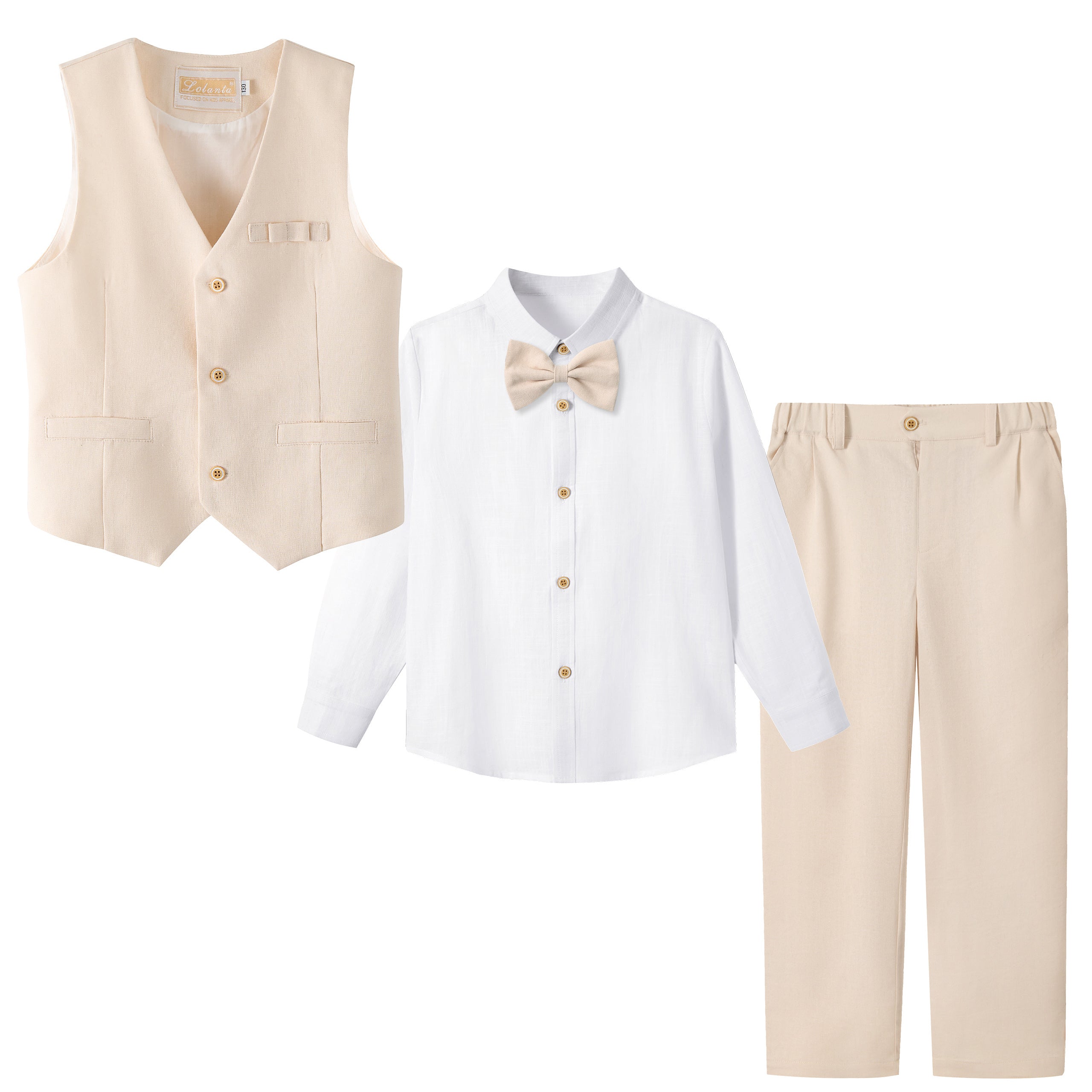 Boys Linen Suit Dress Clothes Kids Graduation Wedding Outfit