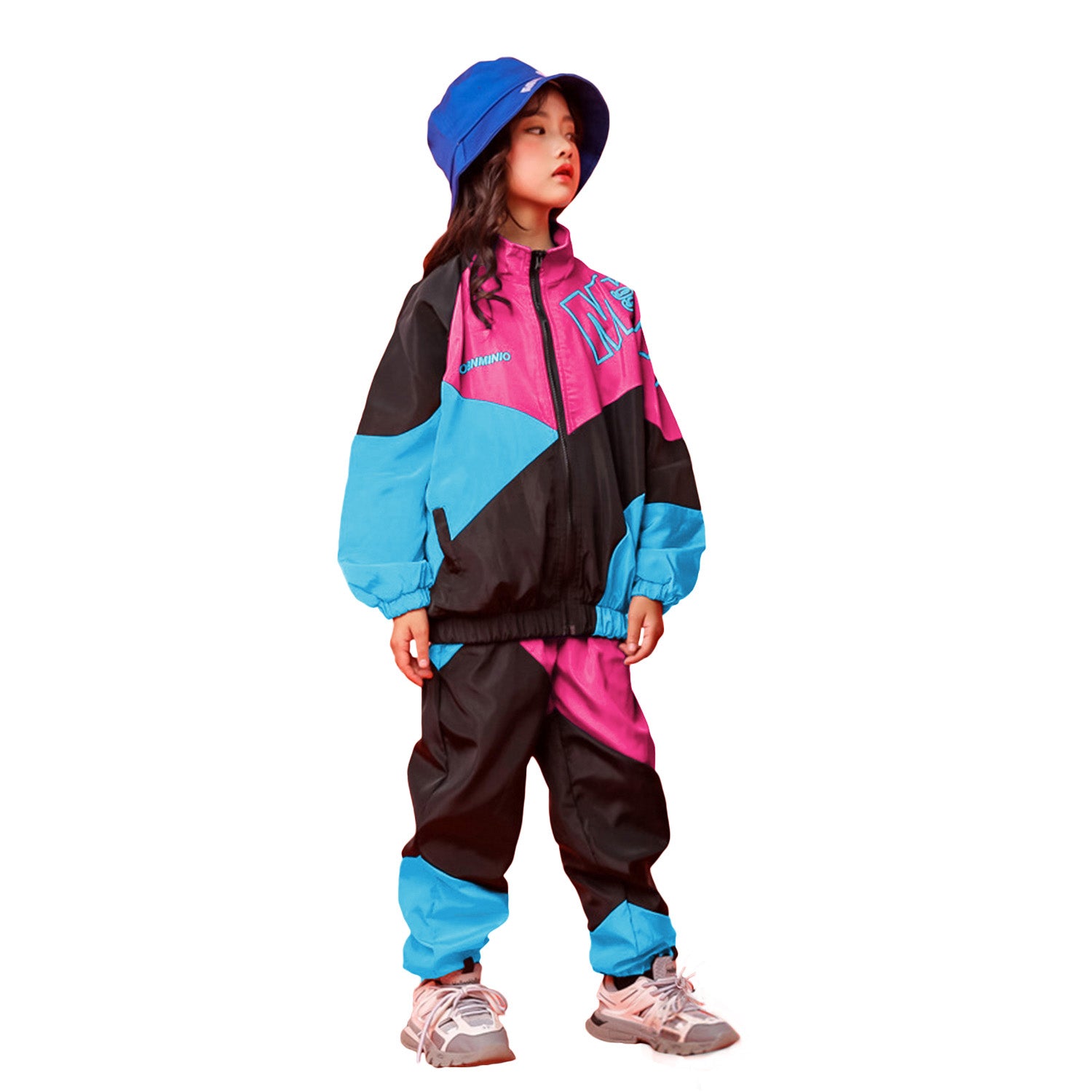 [VIP] Chaqueta unisex para niños, pantalones cargo, ropa deportiva, escenario, moda, baile 