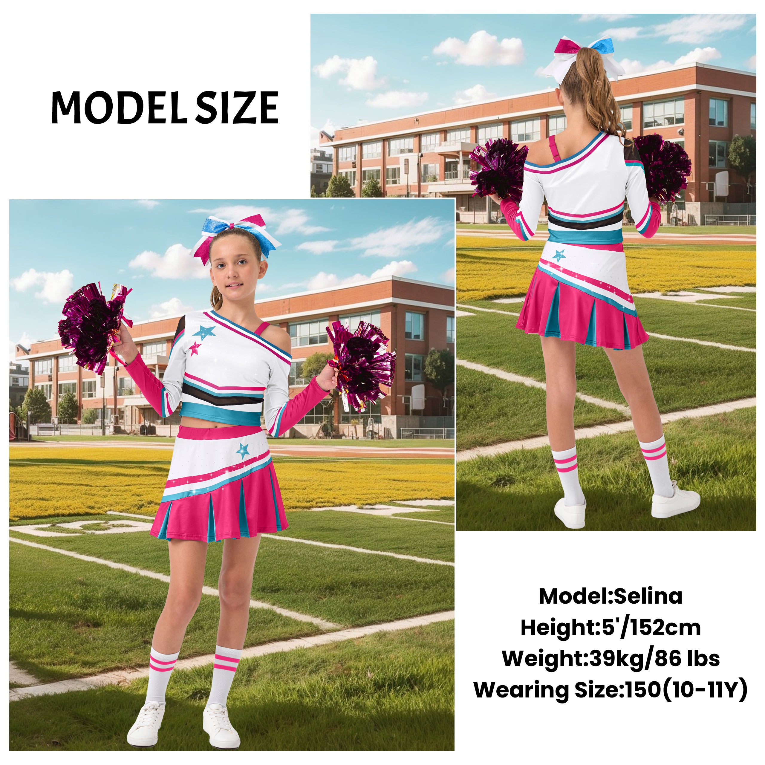 Girls Cold-Shoulder Cheerleader Costume