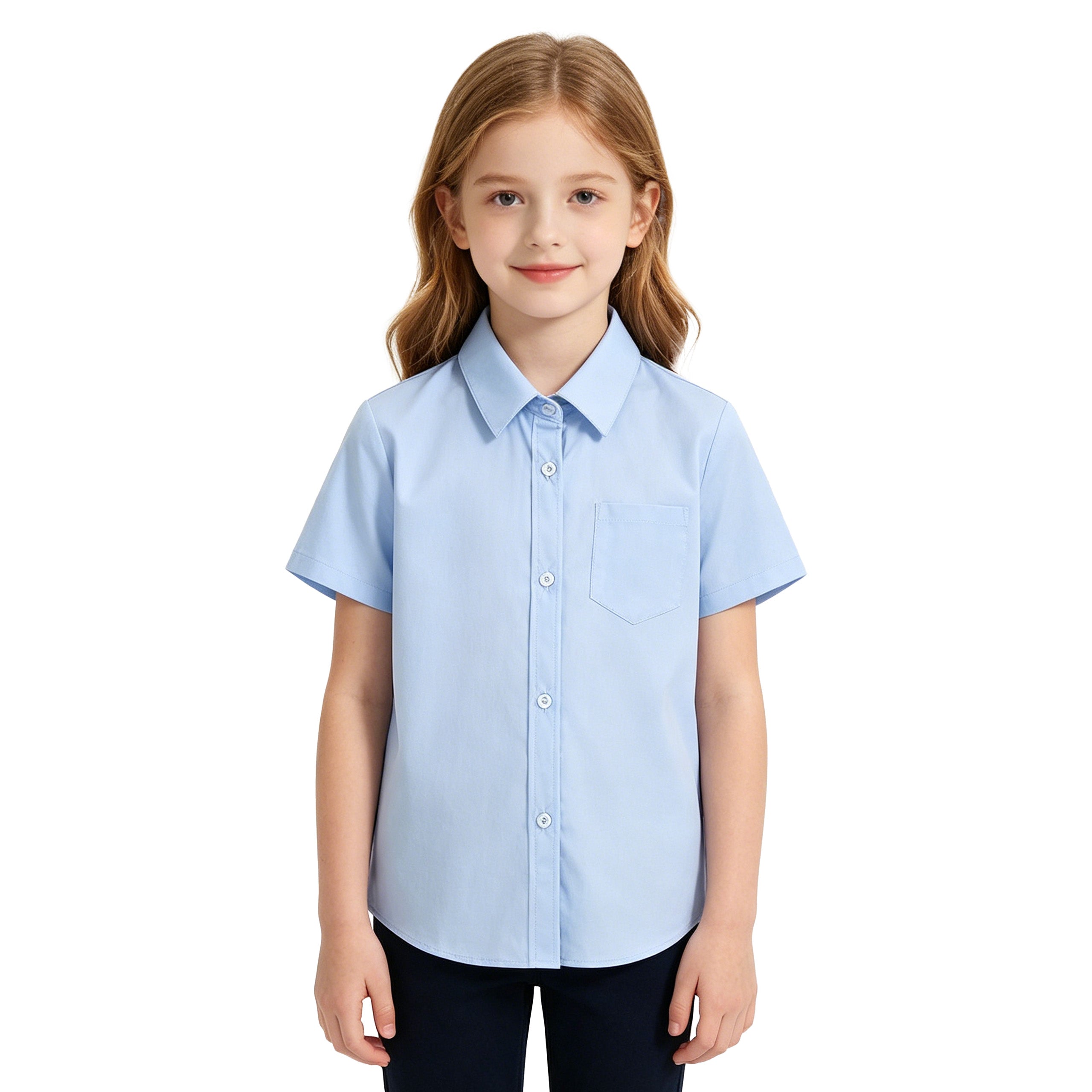 Girls Short Sleeve Button Down Shirts