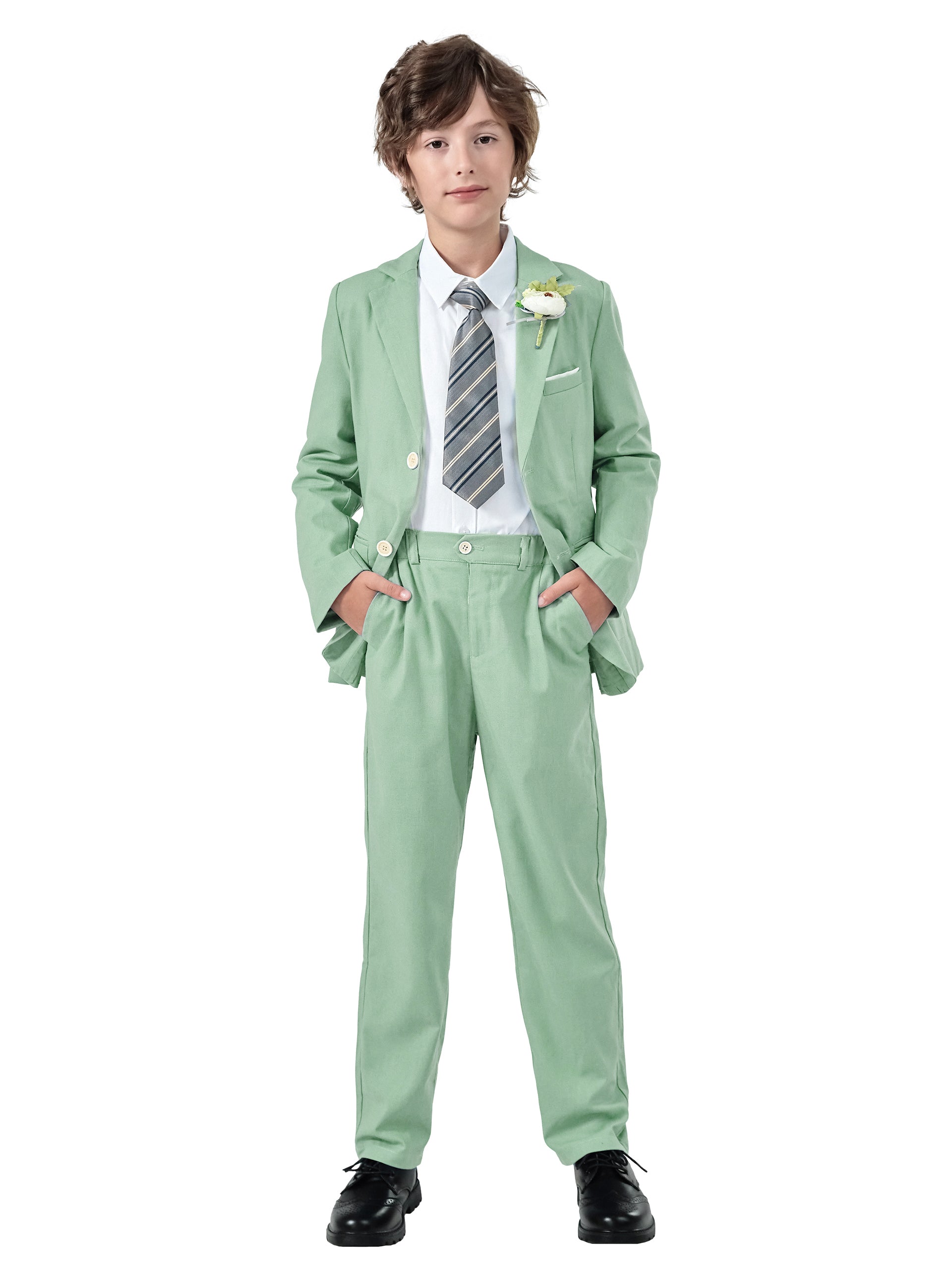 Boys Linen Suit Slim Fit Kids Lightweight Suit