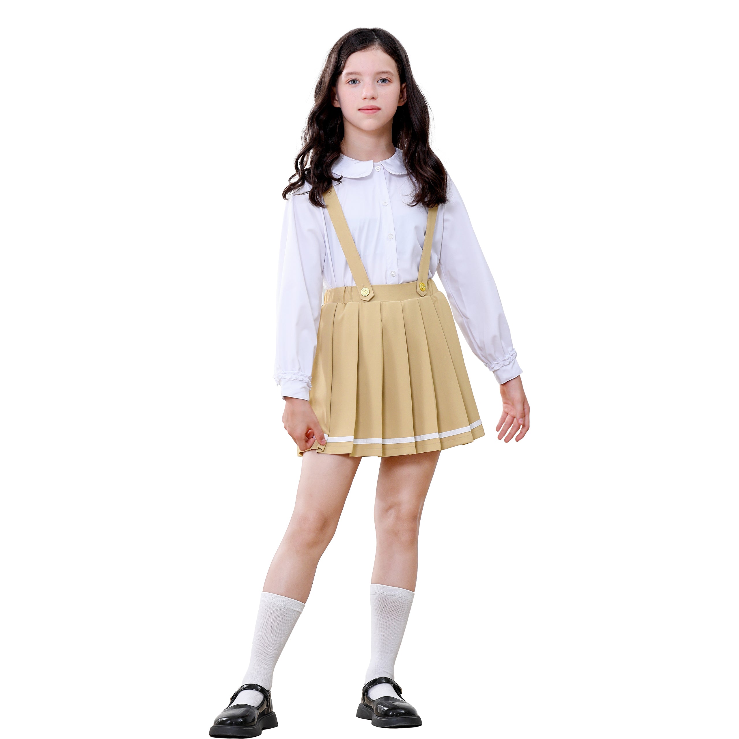 Girls Suspender Skirts Kids Formal Pleated Skort