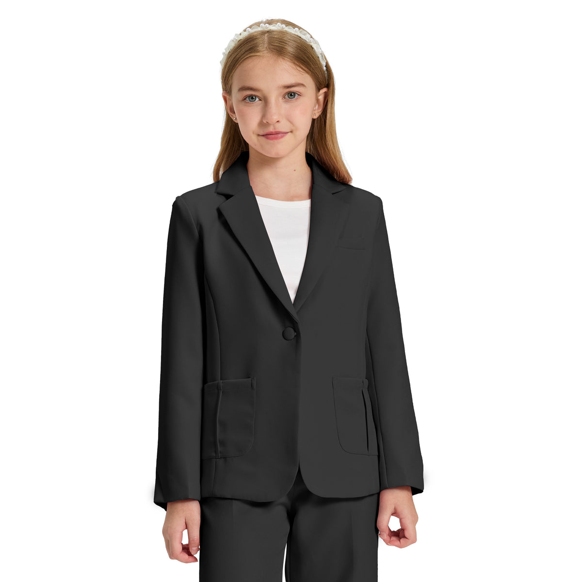 Girls Blazer Kids Lapel Suit Jacket Long Sleeve Coat