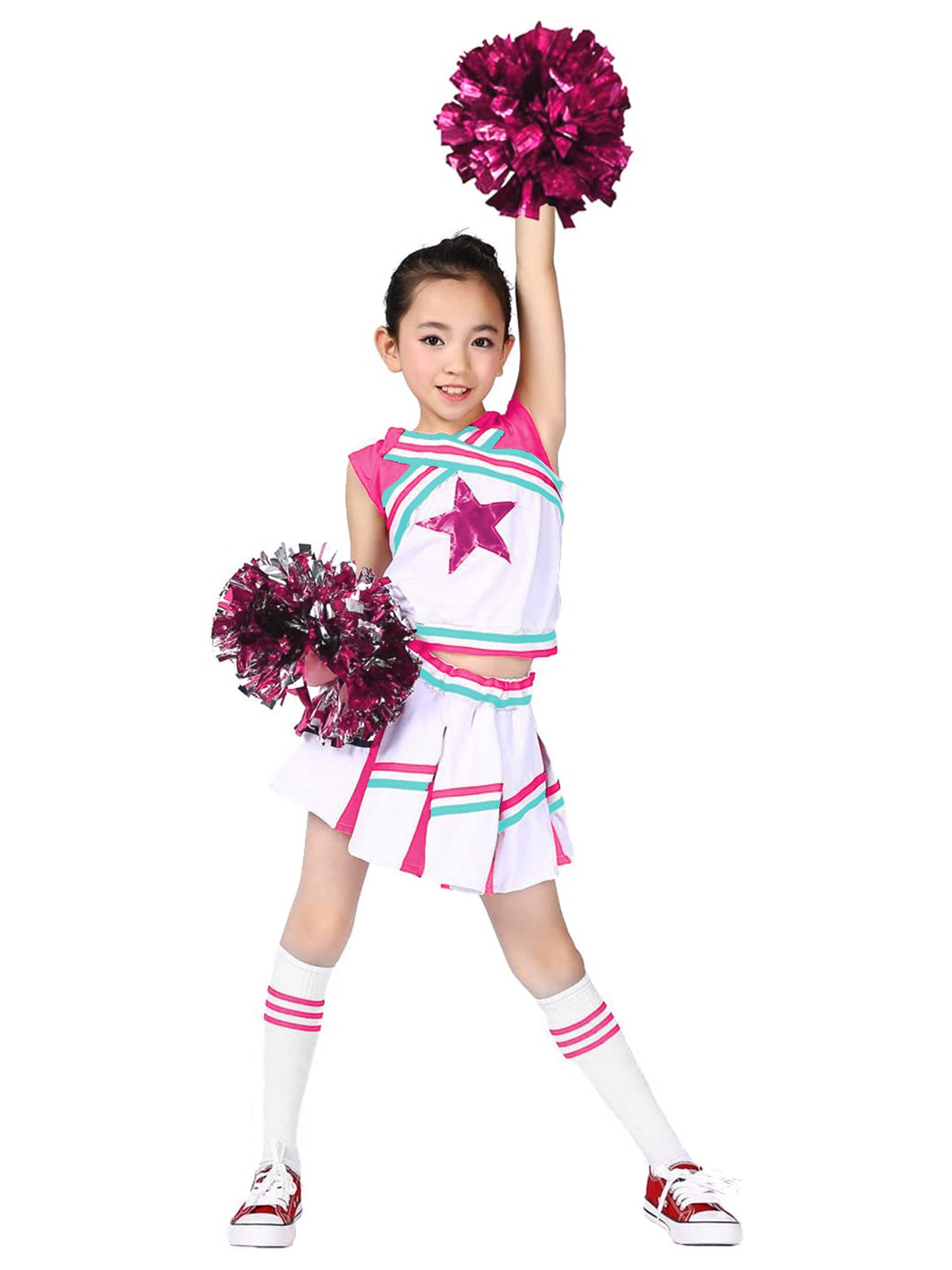 [VIP]Girl's Cheering Squad Costume Match Pom Poms  Socks