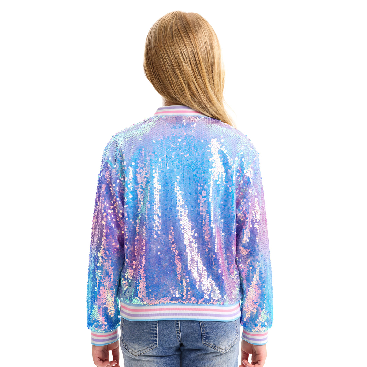 Girls Sequin Jacket Long Sleeve Kids Bomber Coats