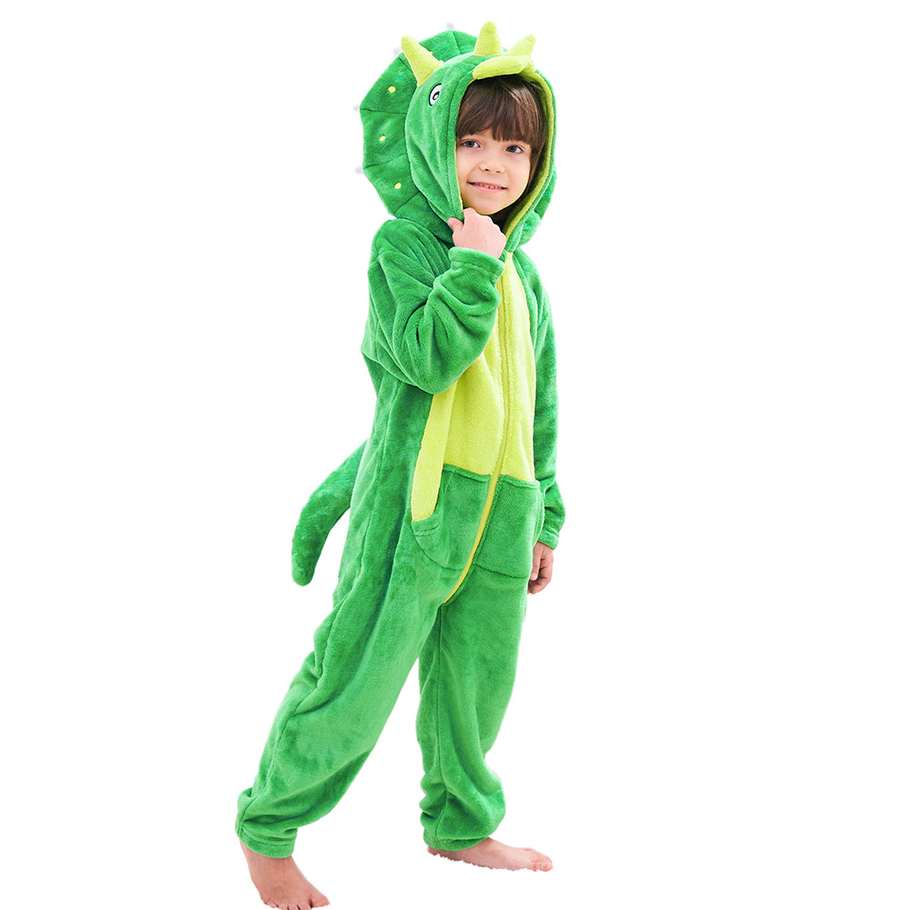 Unisex Onesies Flannel Dinosaur Pajamas Casual Wearing