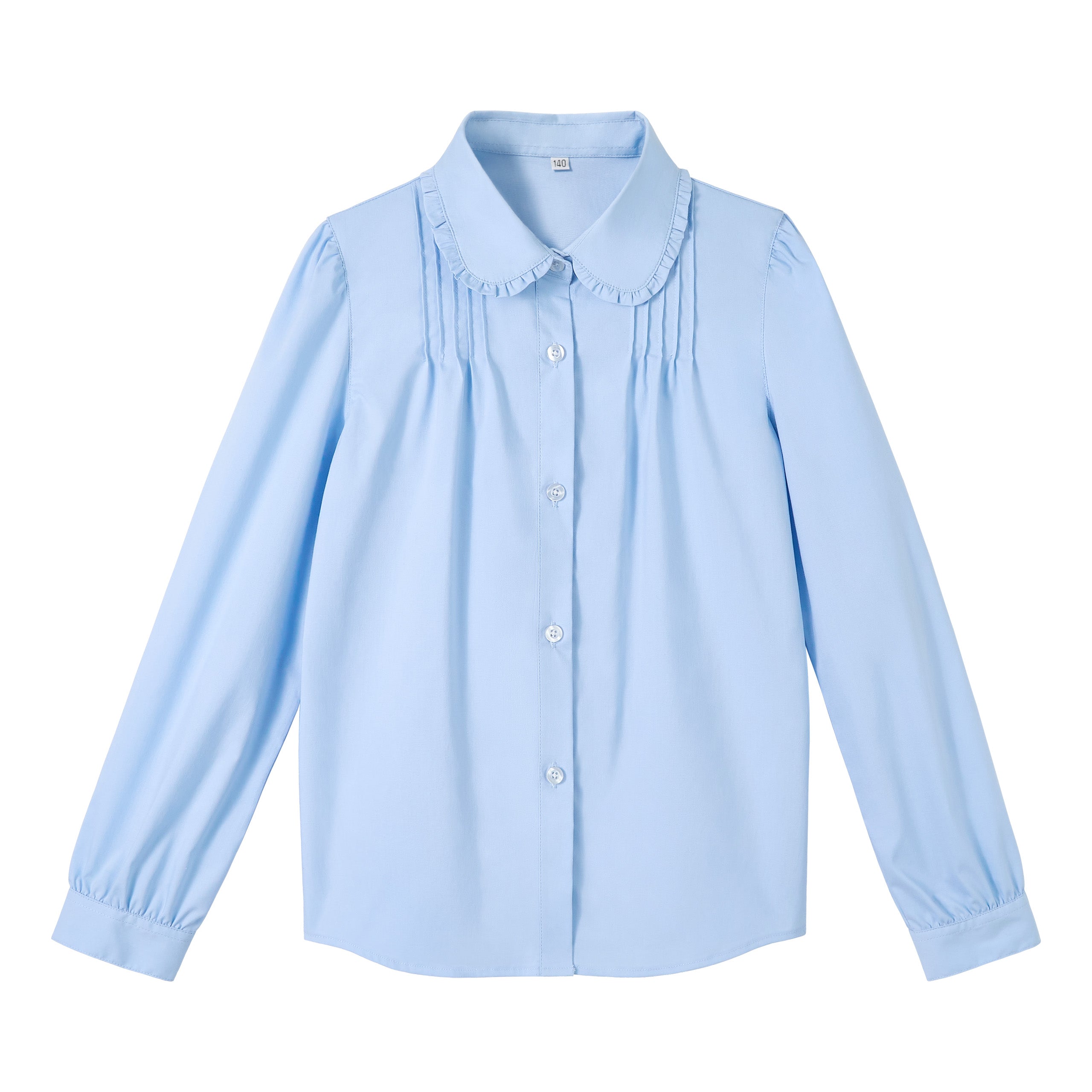 Girls Long Sleeve Uniform Shirt Blouse with Peter Pan Collar