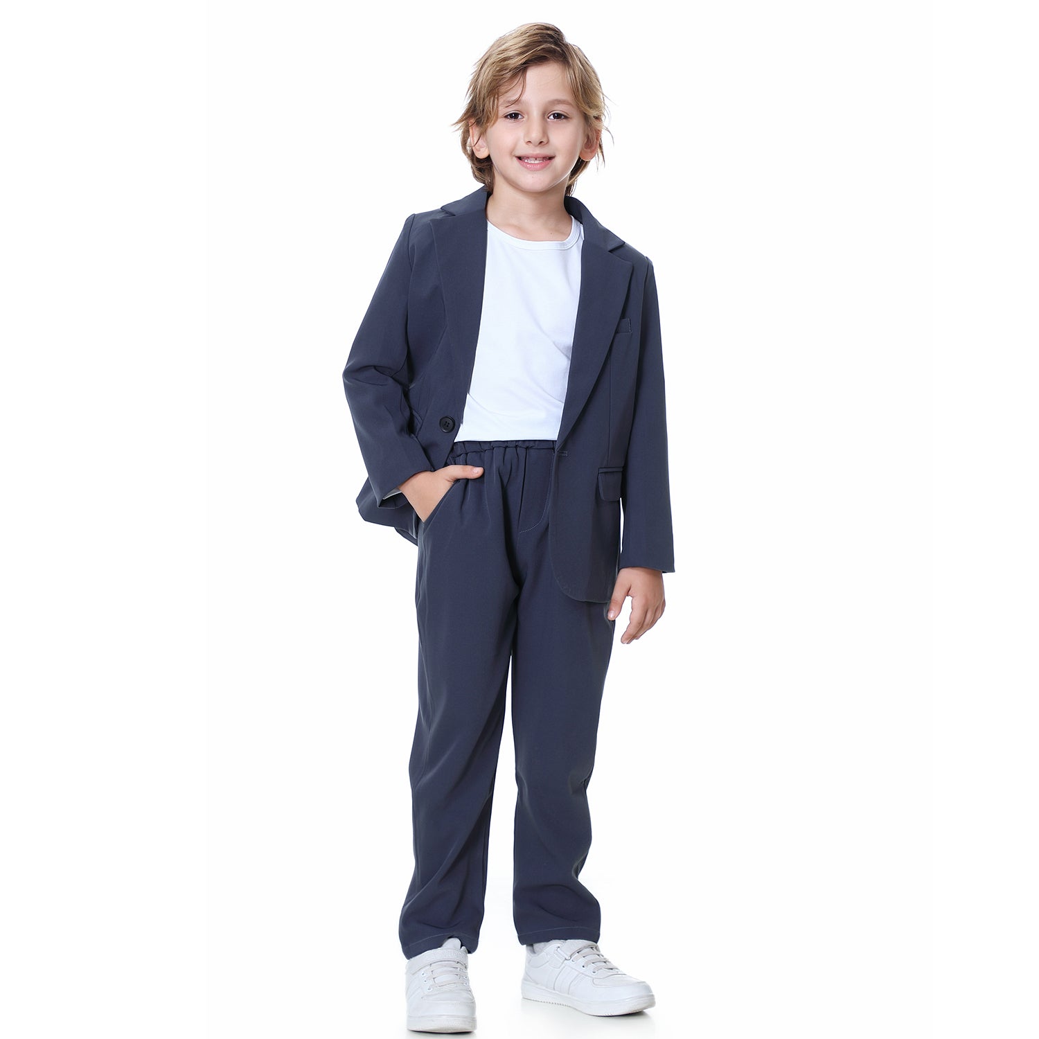Boys Casual Suits Wedding Outfits 2 Piece Gentleman Blazer and Pants Set