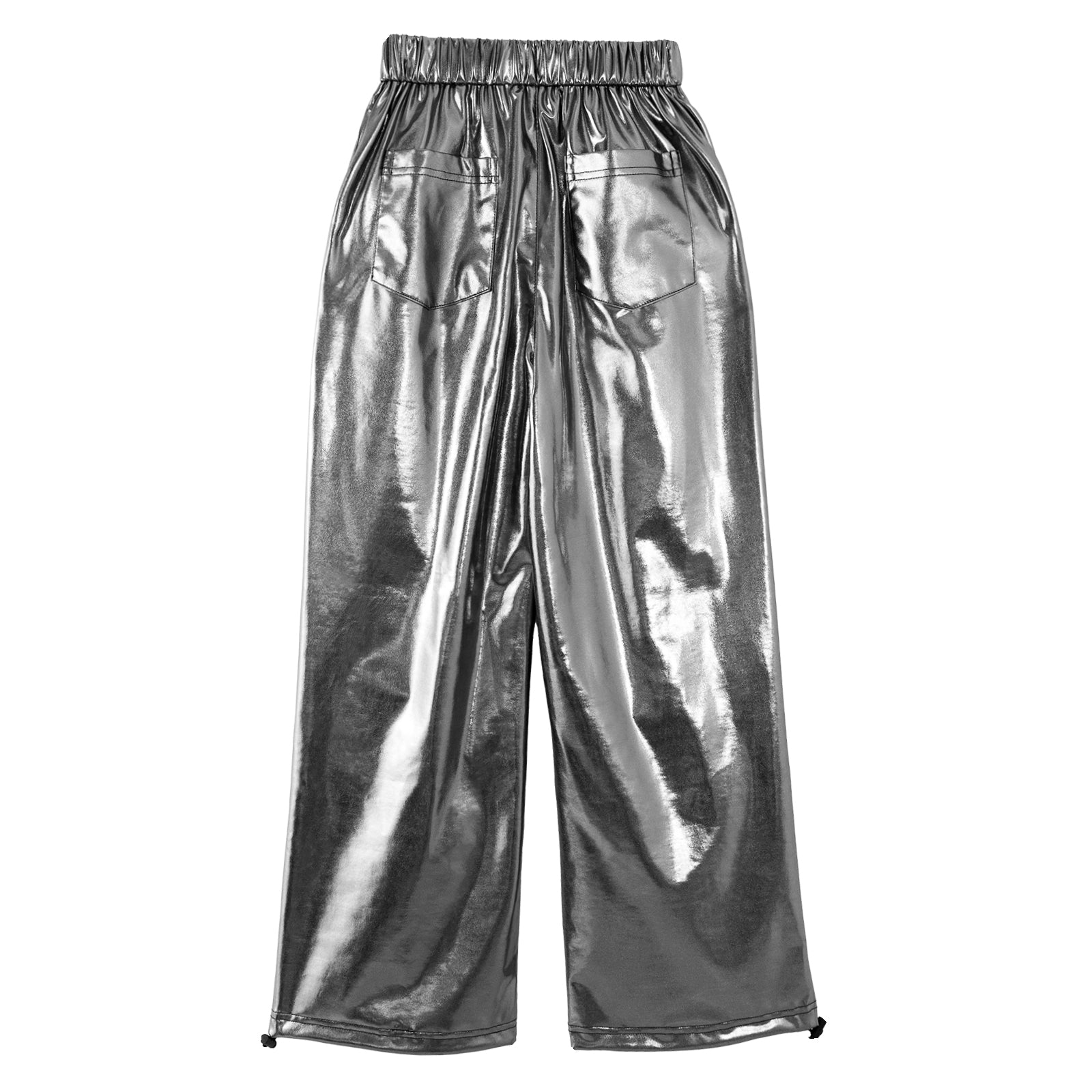 Girls Metallic Jogger Pants Shiny Jazz Street Hip Hip Dance Pants