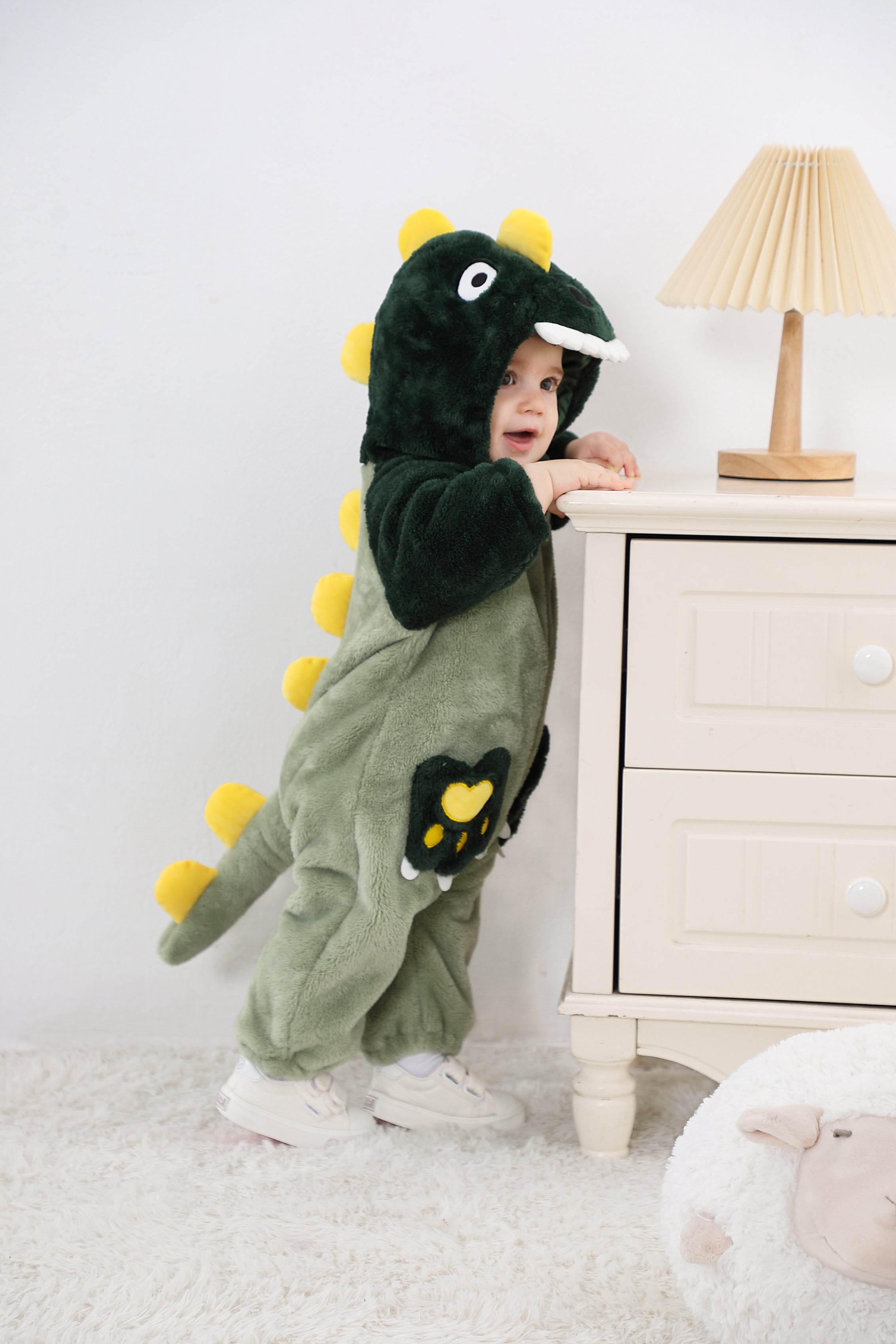 Unisex Baby Dinosaur Costume Fleece Hooded Animal Onesie