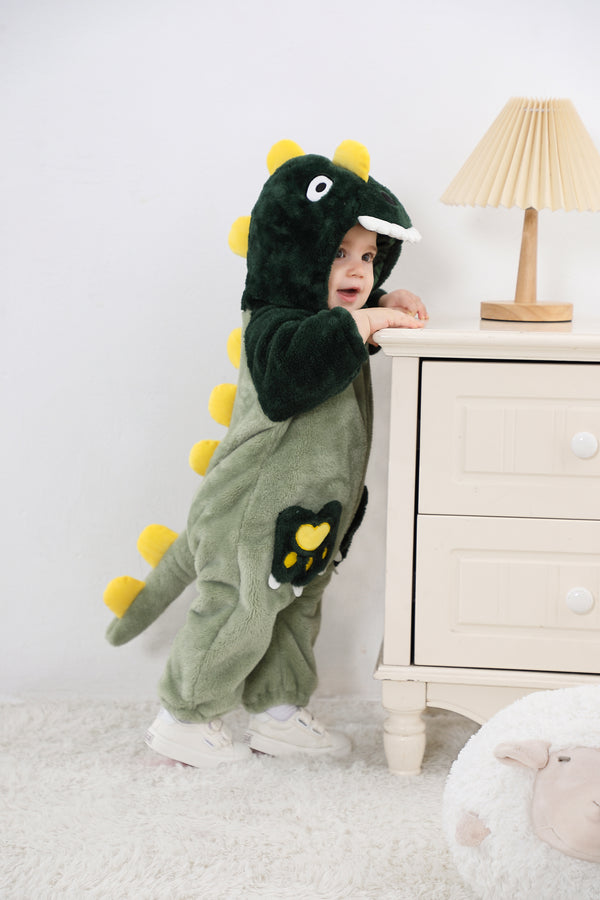 Unisex Baby Dinosaur Costume Fleece Hooded Animal Onesie