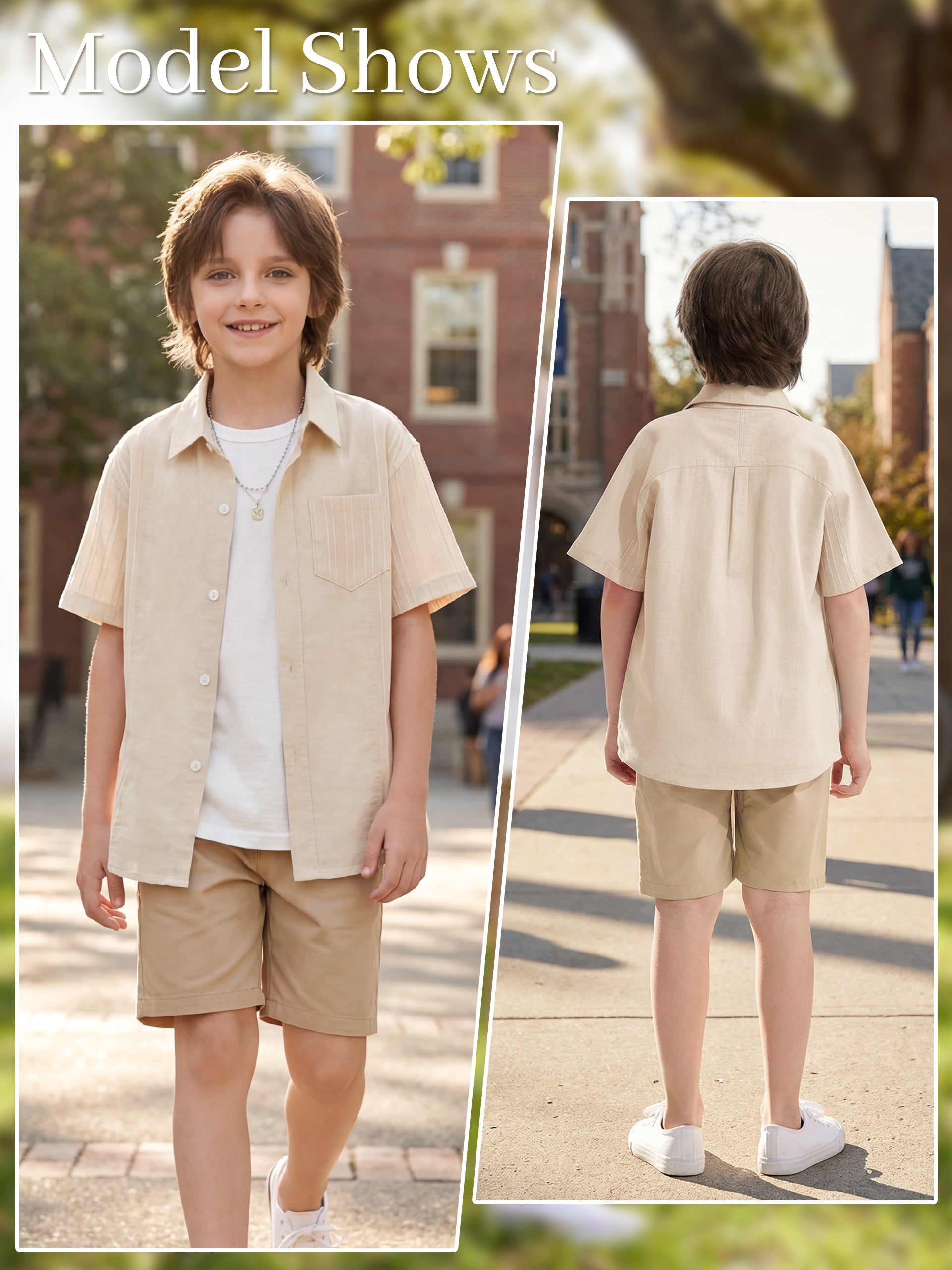 Boys Linen Shirt Short Sleeve Guayabera Shirts