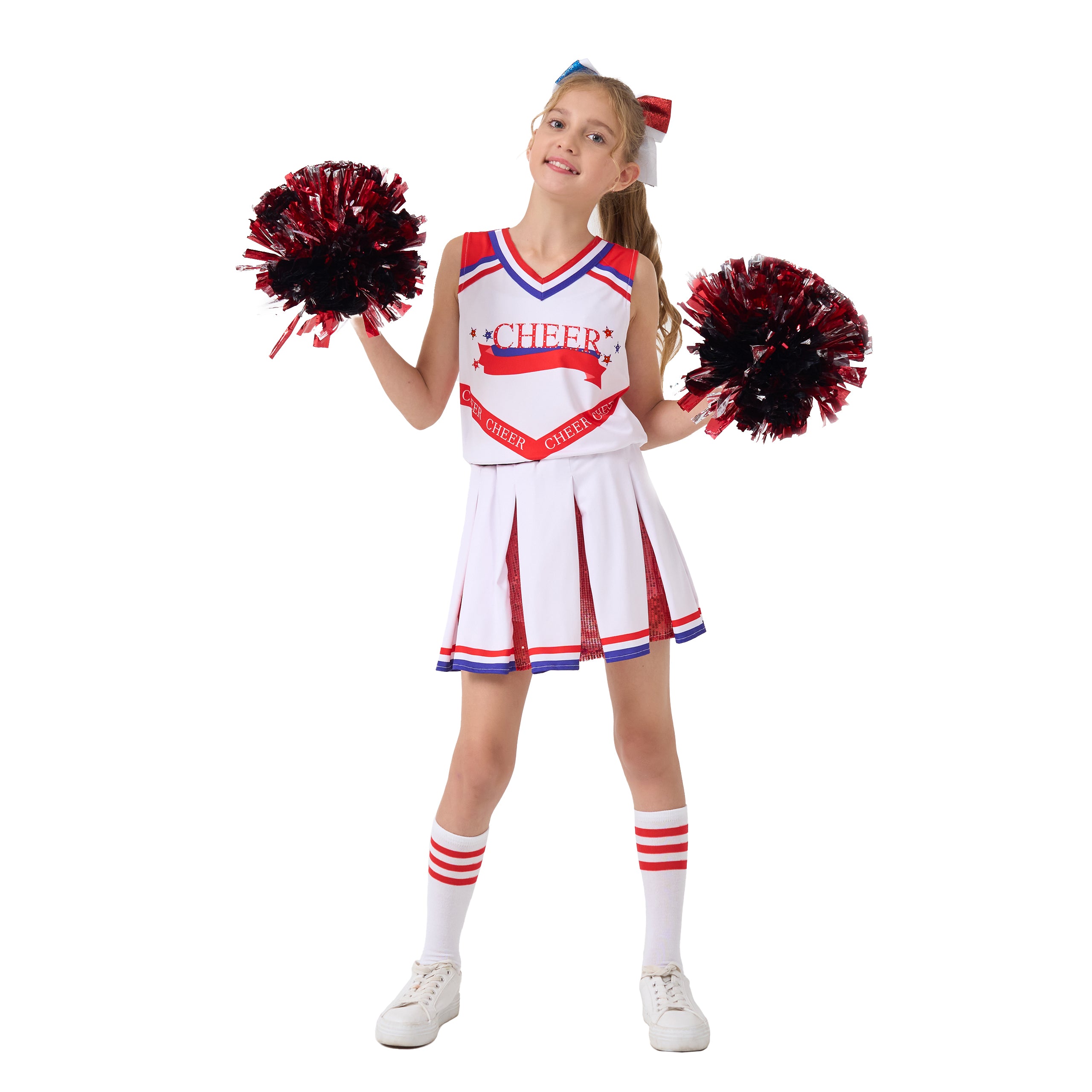 Girls Cheerleader Costumes Kids Halloween Costume Glitter Cheerleading Uniform