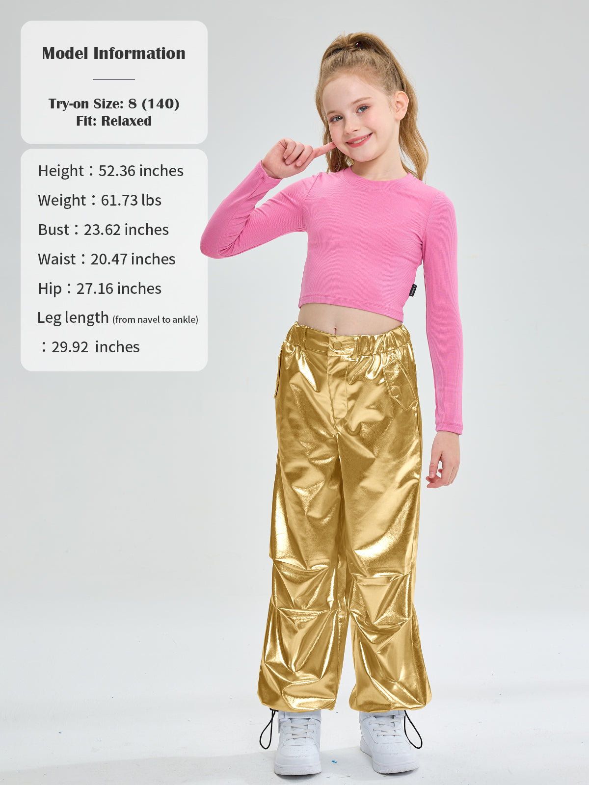 Girls Metallic Jogger Pants Shiny Jazz Street Hip Hip Dance Pants