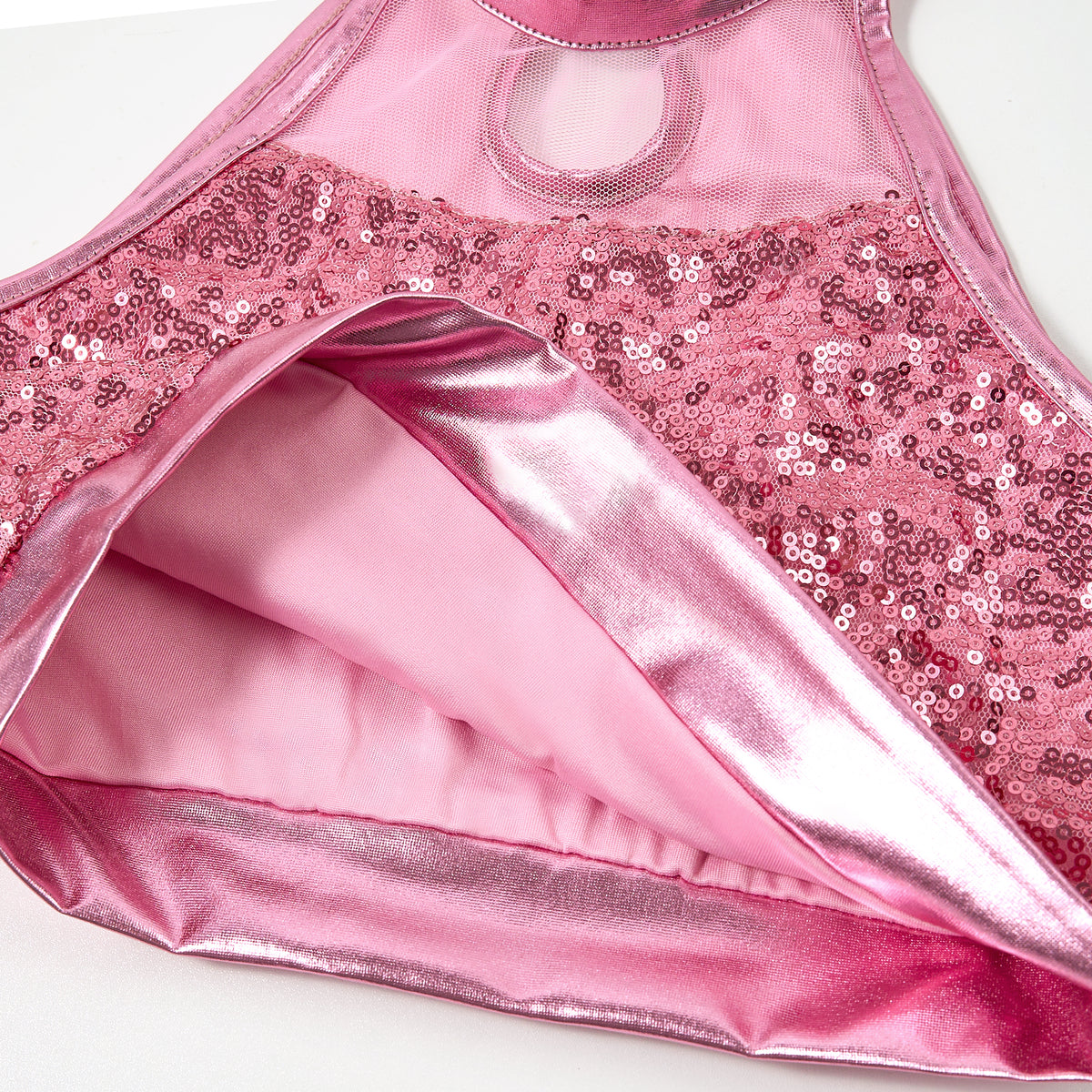 Girls’ Sequin Dance Outfit Crop Sequin Top Metallic Shorts with Tassel Arm Sleeves