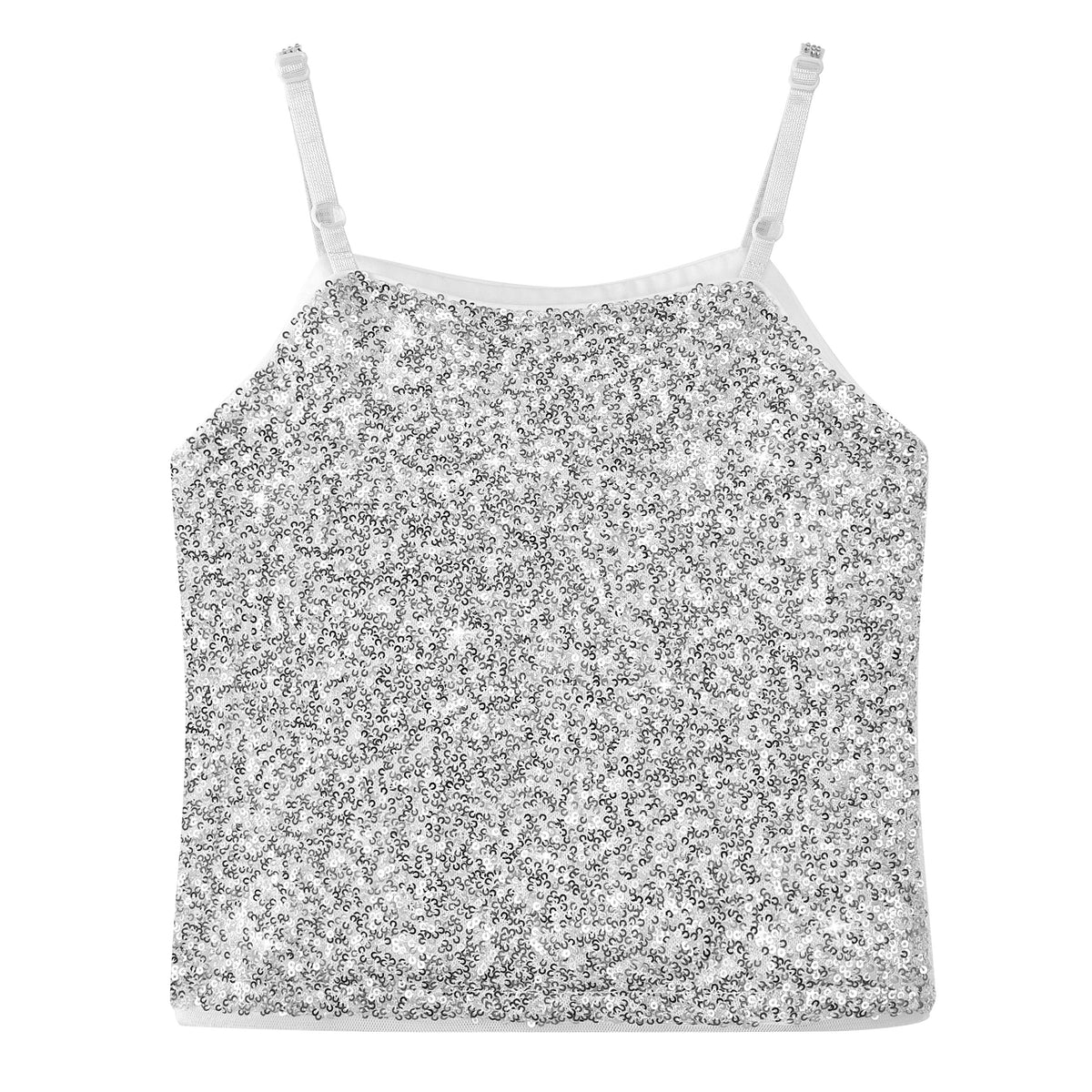 Girls Sequin Tank Tops Sparkly Camisole Stretchy Dance Shirt