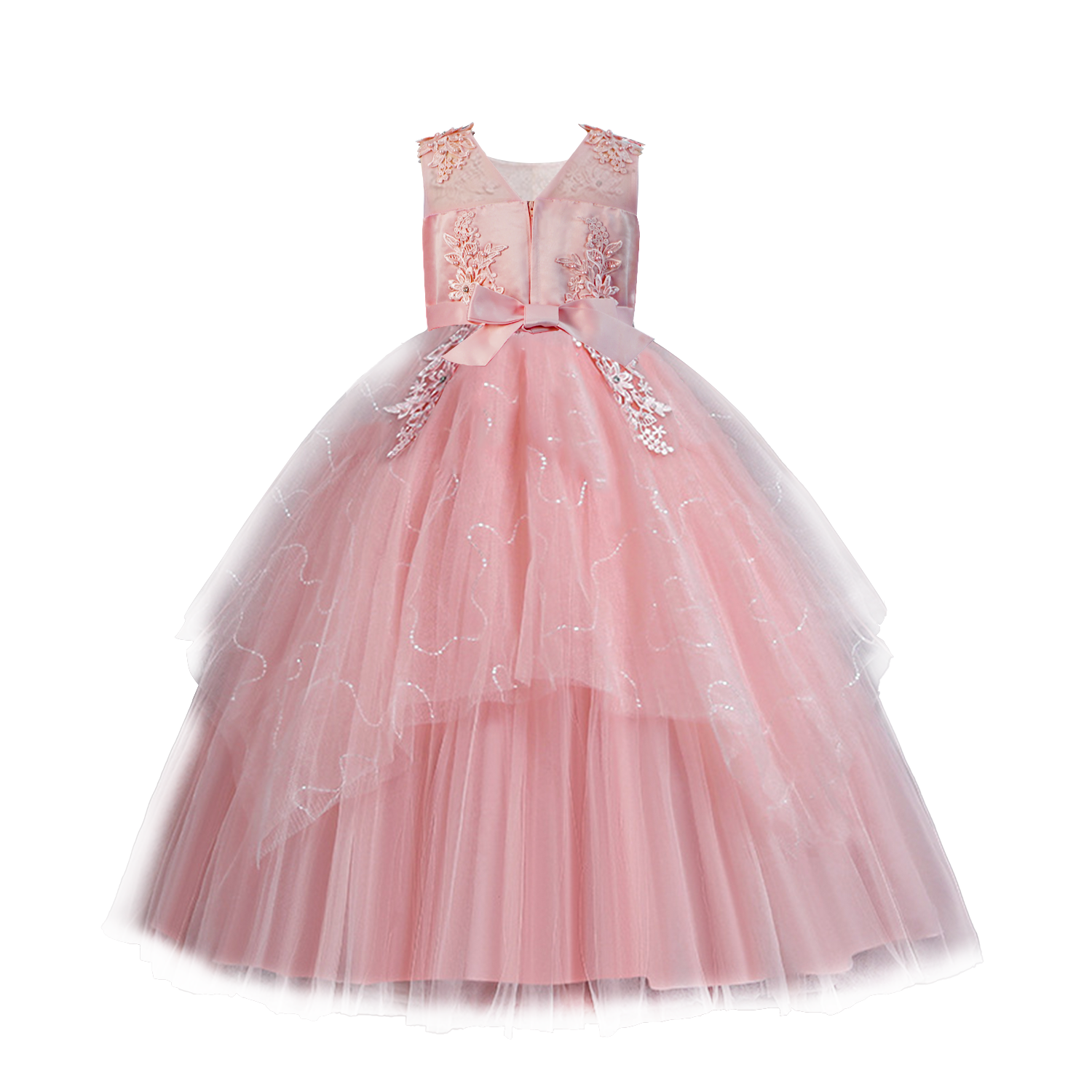 Girl's Flower Dress Wedding Kids Tulle Princess  Long Dresses