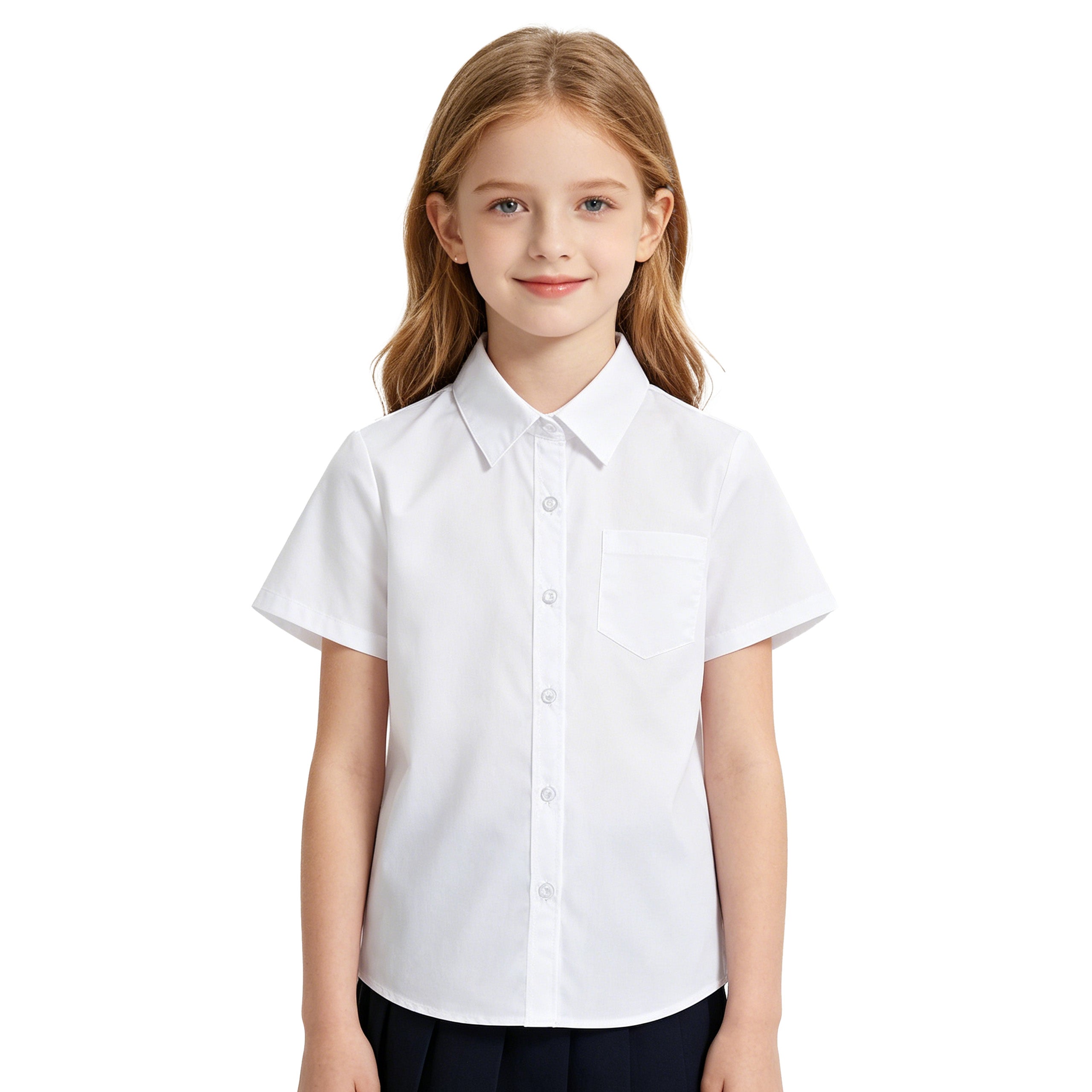 Girls Short Sleeve Button Down Shirts