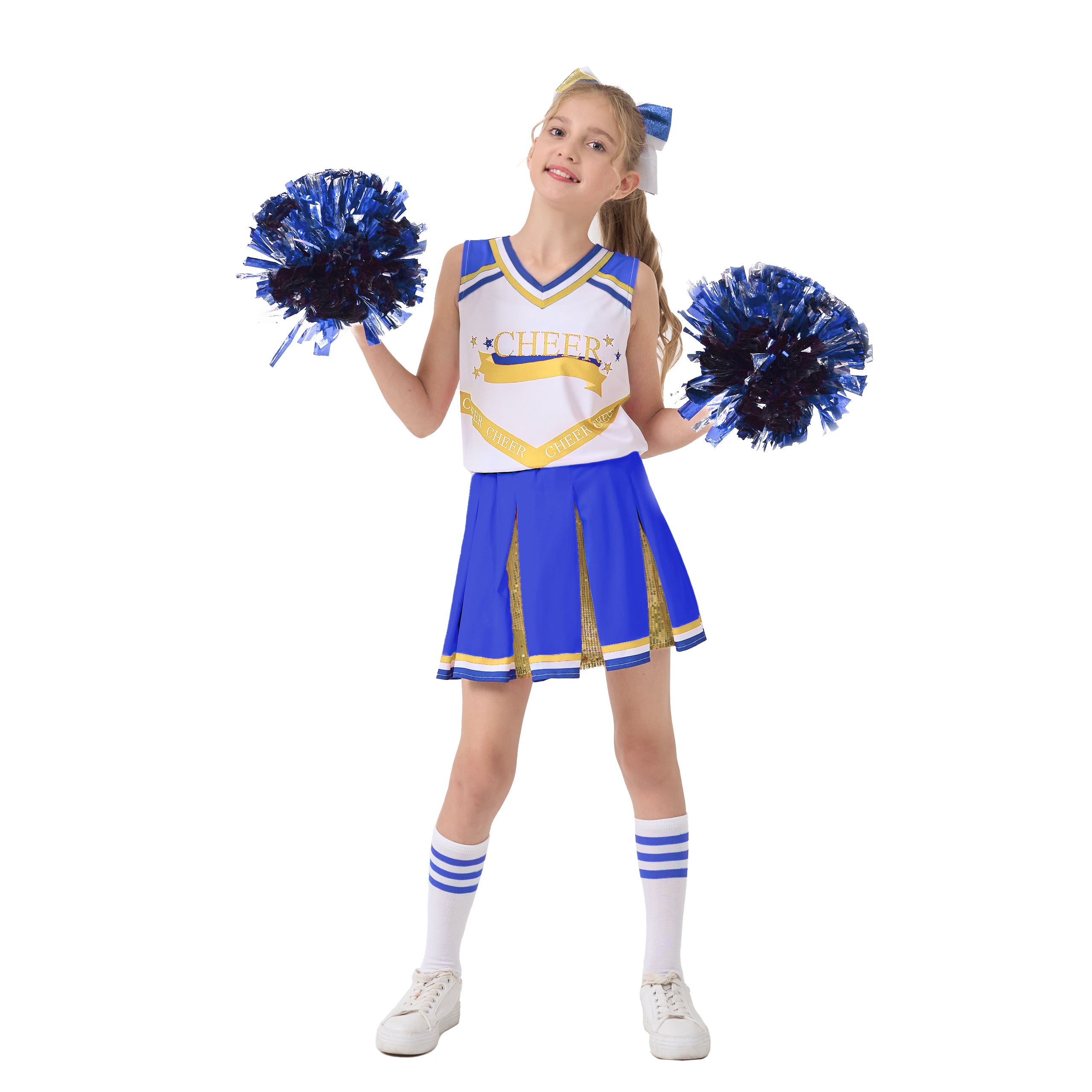 Girls Cheerleader Costumes Kids Halloween Costume Glitter Cheerleading Uniform